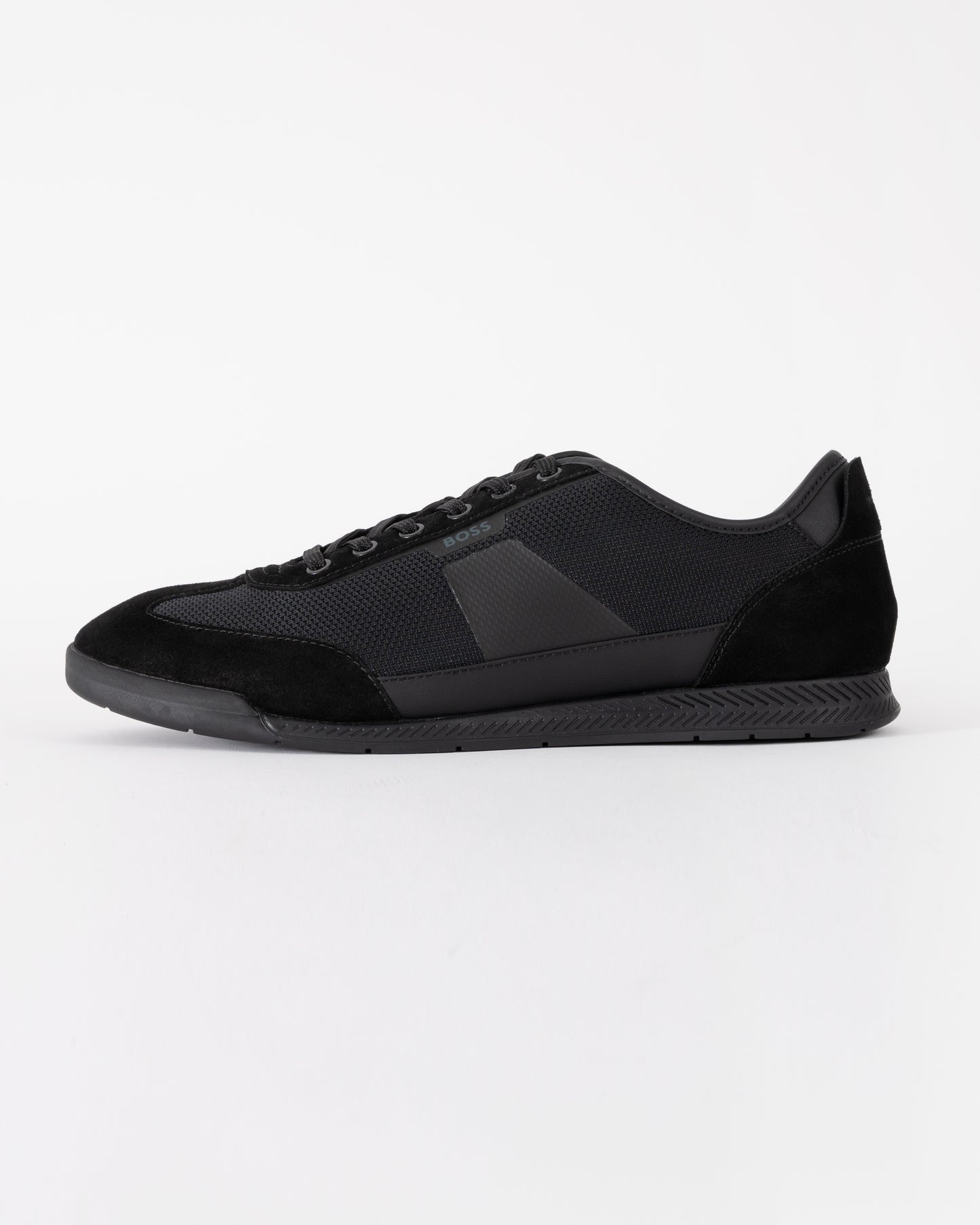 BOSS Orange Nitan Mens Mixed Material Trainers with Ridged Outsole - Black 005 | CHO | Designer Mens Trainers