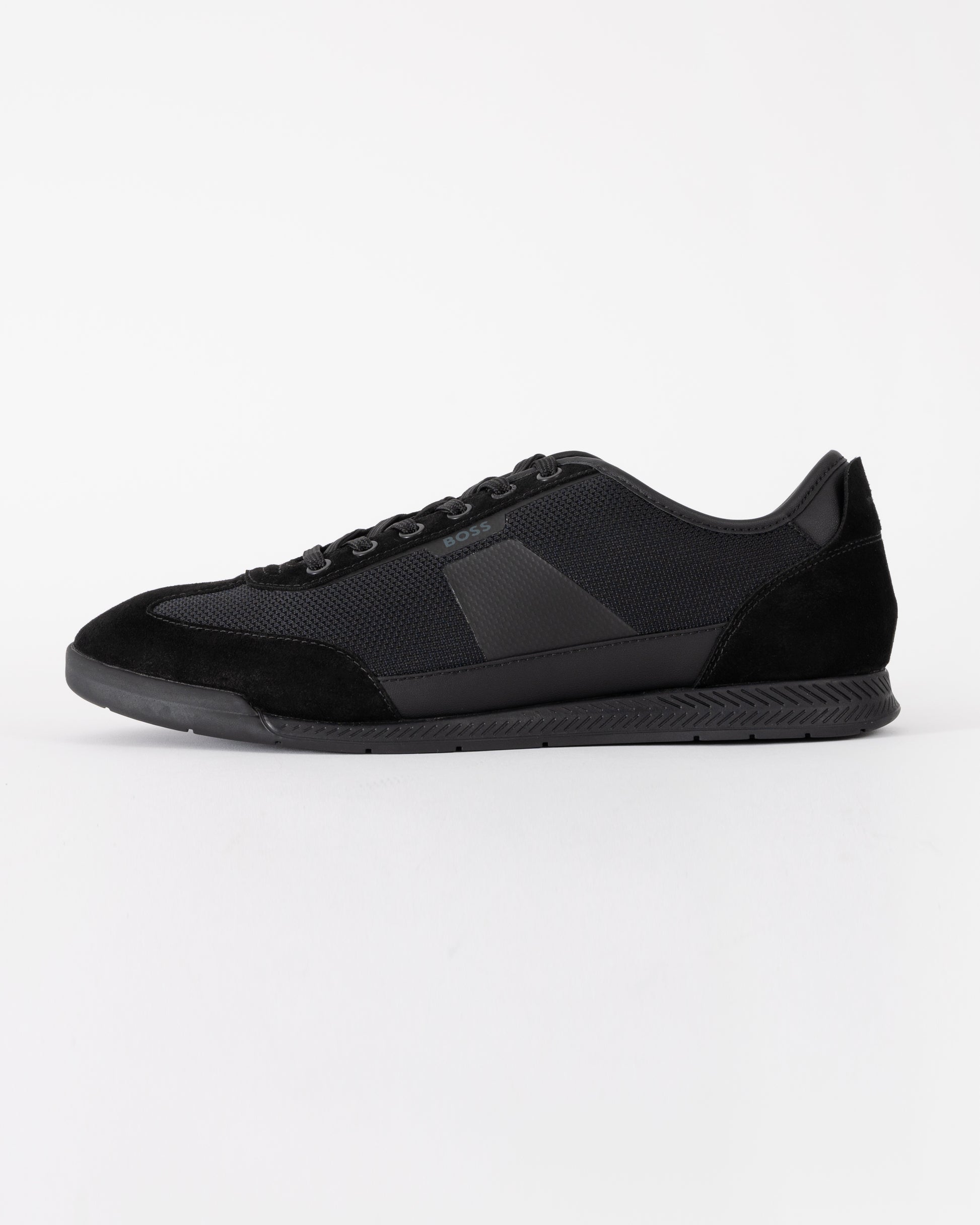 BOSS Orange Nitan Mens Mixed Material Trainers with Ridged Outsole - Black 005 | CHO | Designer Mens Trainers