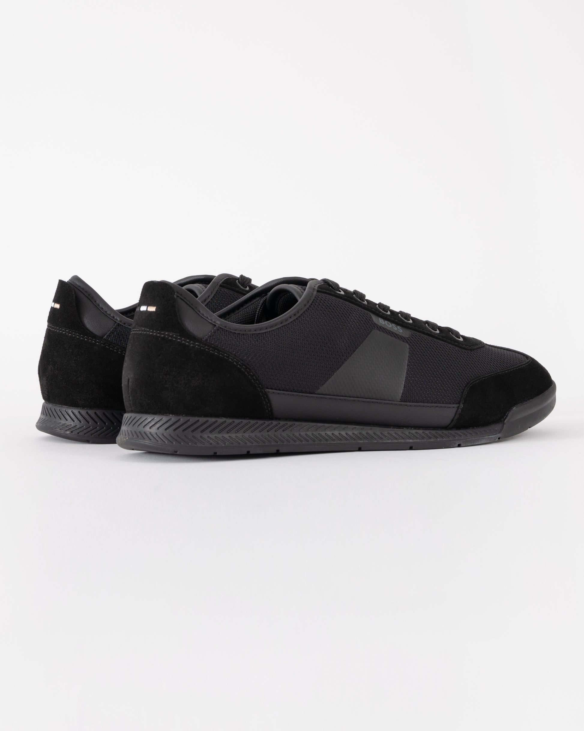 BOSS Orange Nitan Mens Mixed Material Trainers with Ridged Outsole - Black 005 | CHO | Designer Mens Trainers