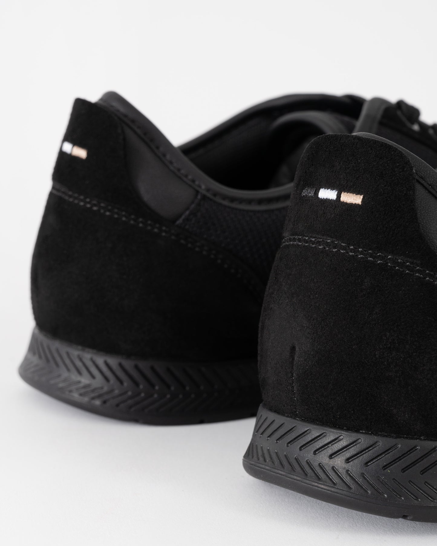 BOSS Orange Nitan Mens Mixed Material Trainers with Ridged Outsole - Black 005 | CHO | Designer Mens Trainers