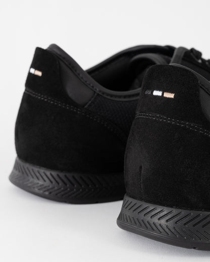 BOSS Orange Nitan Mens Mixed Material Trainers with Ridged Outsole - Black 005 | CHO | Designer Mens Trainers