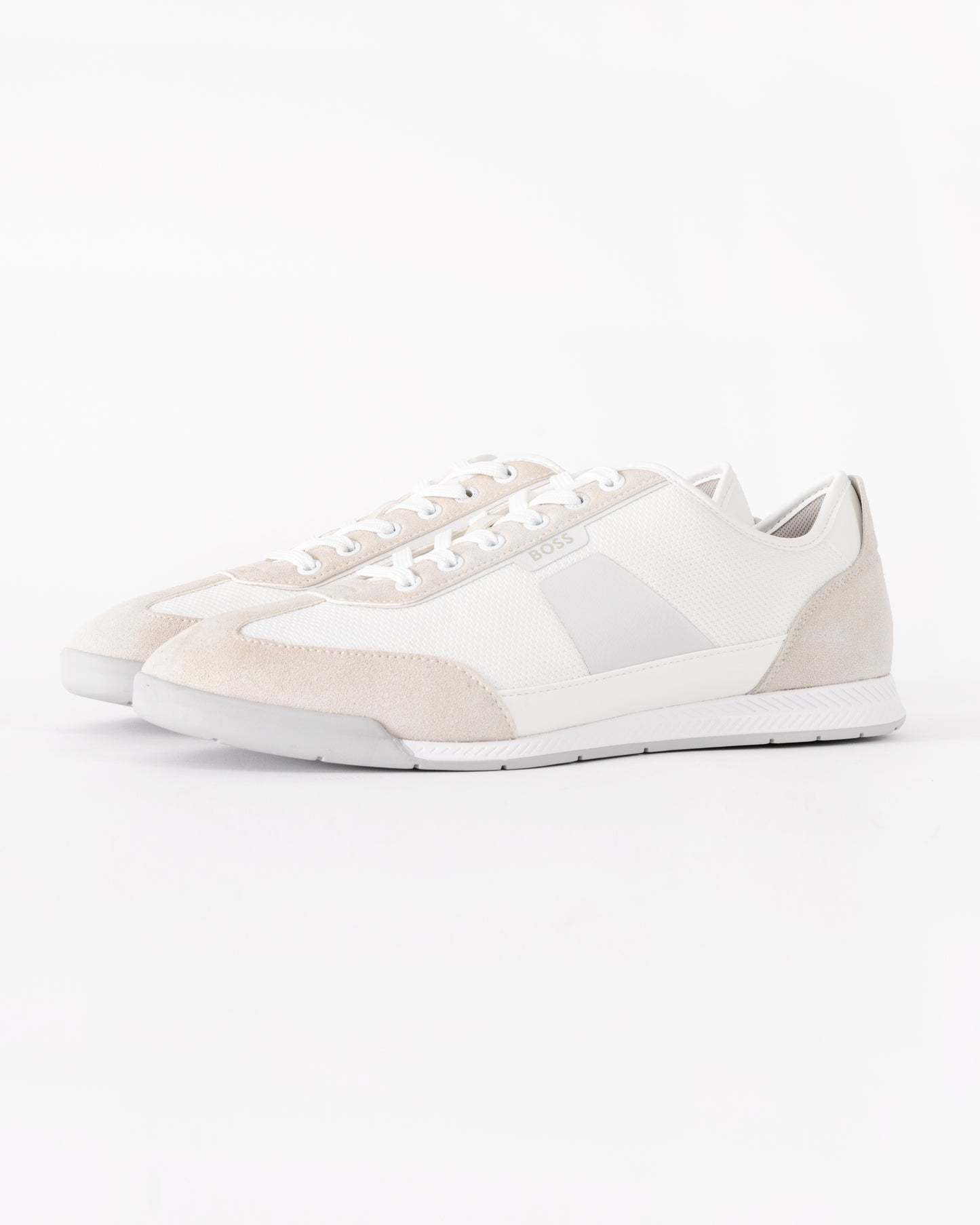 BOSS Orange Nitan Mens Mixed Material Trainers with Ridged Outsole - White 100 | CHO | Designer Mens Trainers