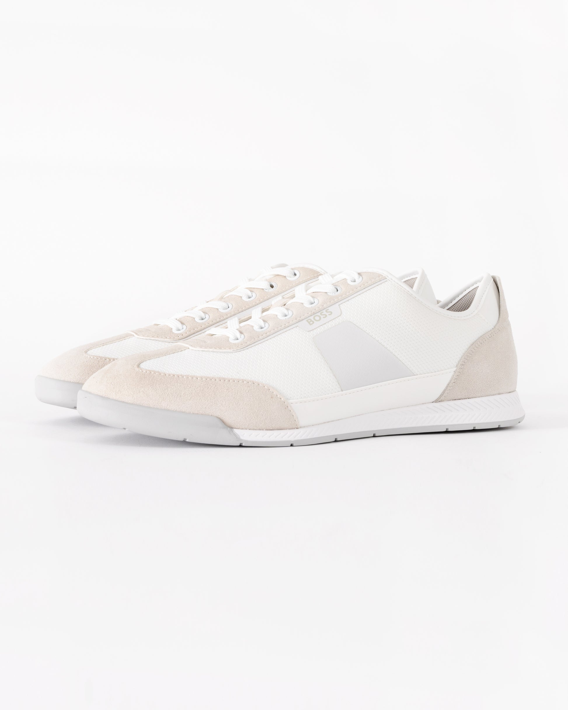BOSS Orange Nitan Mens Mixed Material Trainers with Ridged Outsole - White 100 | CHO | Designer Mens Trainers