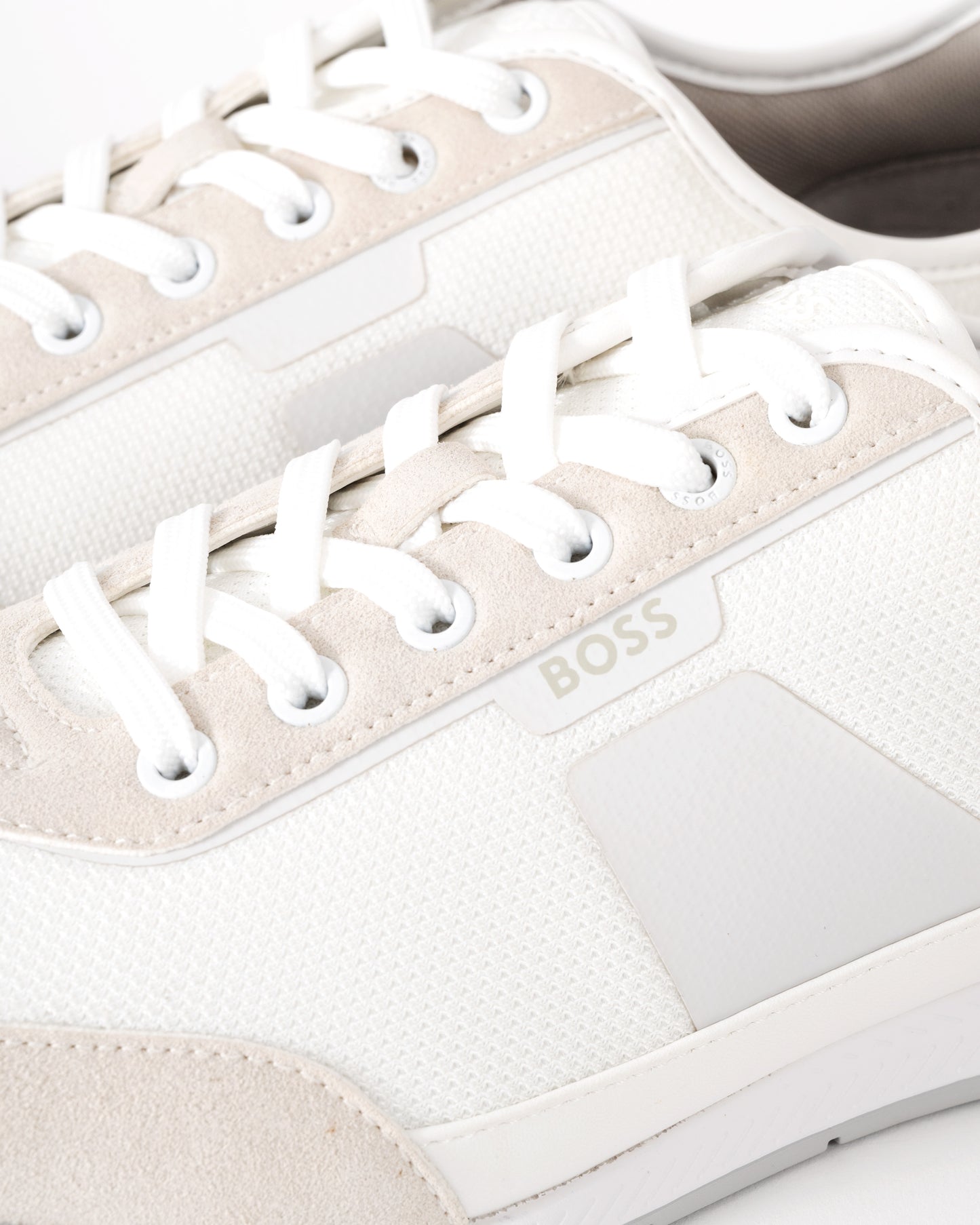 BOSS Orange Nitan Mens Mixed Material Trainers with Ridged Outsole - White 100 | CHO | Designer Mens Trainers