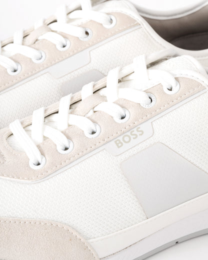BOSS Orange Nitan Mens Mixed Material Trainers with Ridged Outsole - White 100 | CHO | Designer Mens Trainers