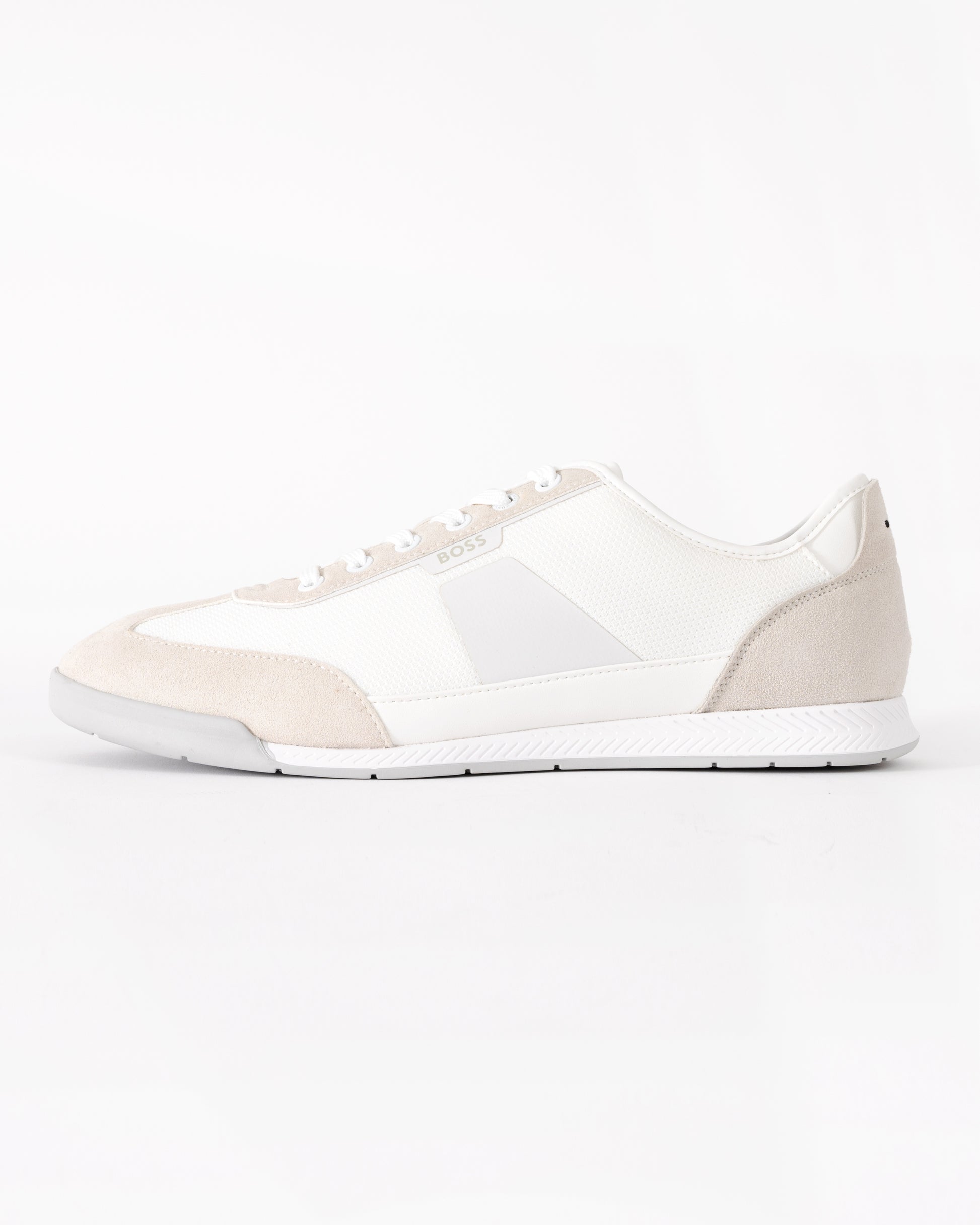 BOSS Orange Nitan Mens Mixed Material Trainers with Ridged Outsole - White 100 | CHO | Designer Mens Trainers