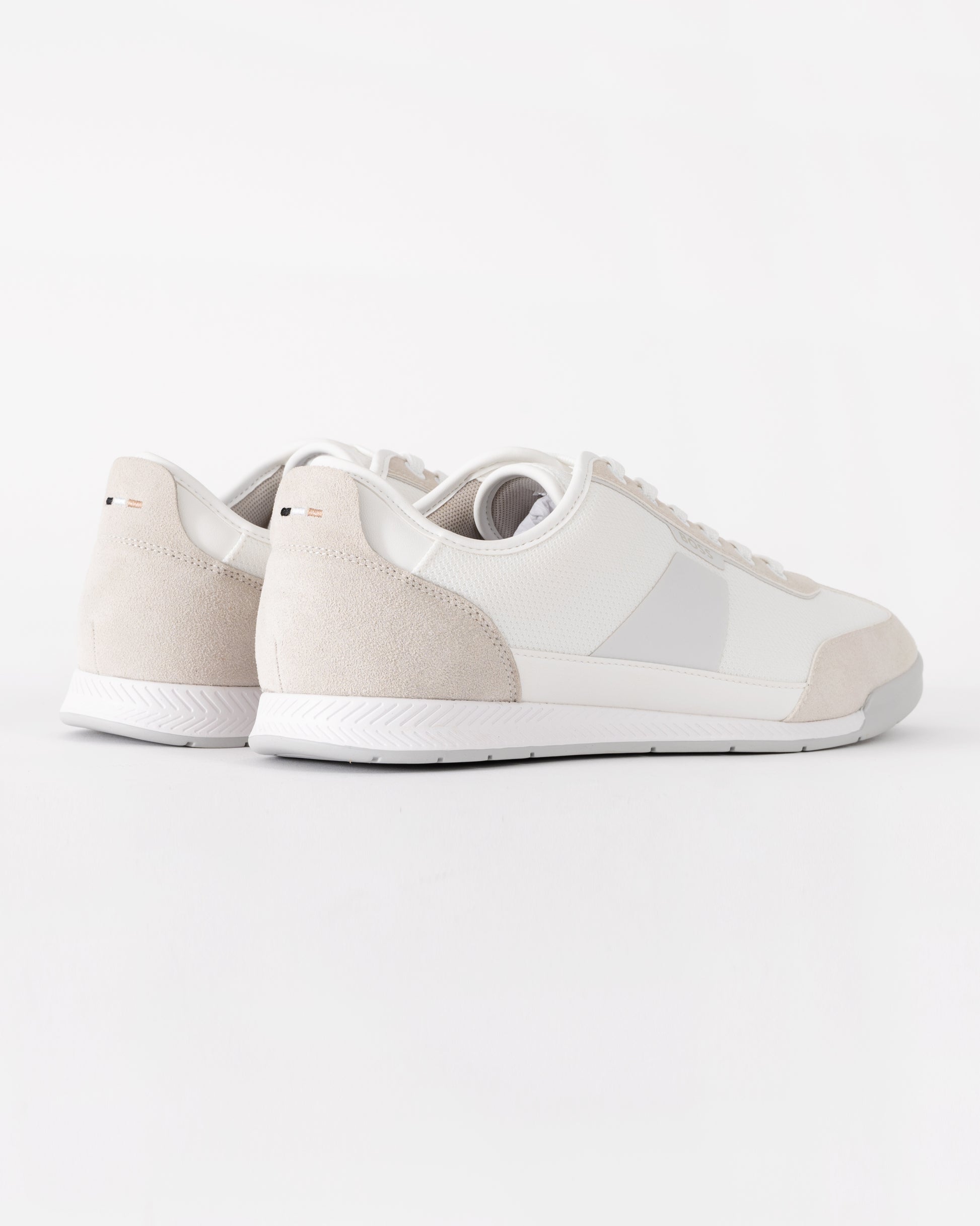 BOSS Orange Nitan Mens Mixed Material Trainers with Ridged Outsole - White 100 | CHO | Designer Mens Trainers