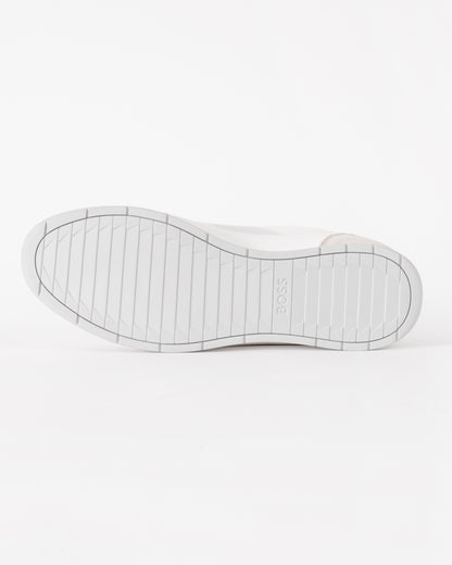 BOSS Orange Nitan Mens Mixed Material Trainers with Ridged Outsole - White 100 | CHO | Designer Mens Trainers