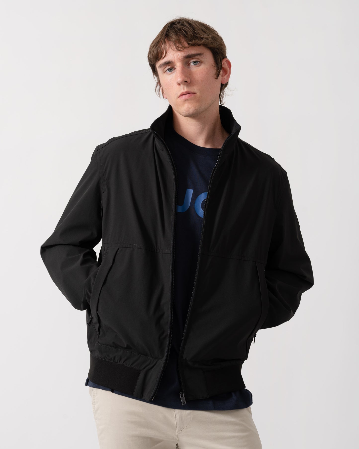 BOSS Orange Olik Mens Water-Repellent Softshell Jacket with Detachable Sleeves  - Black 001