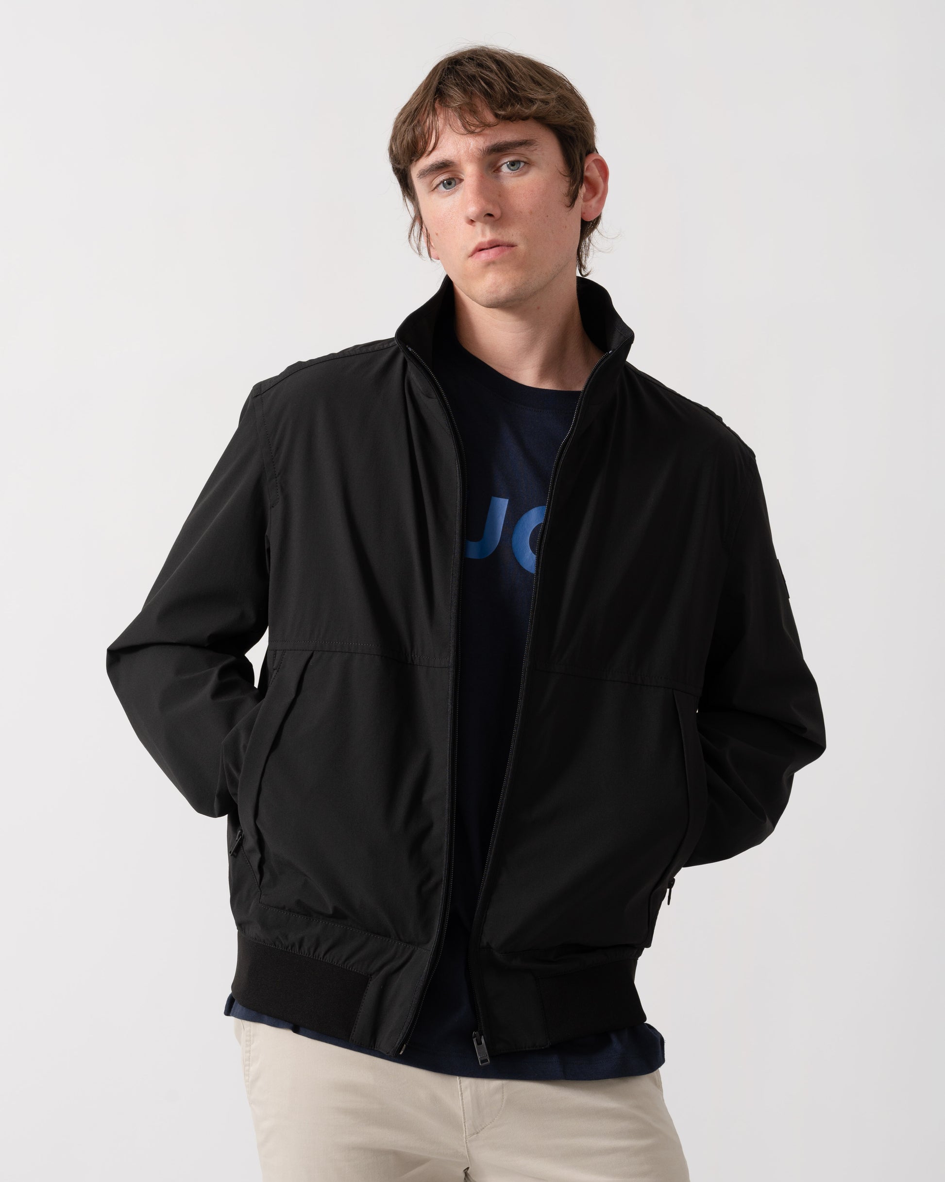 BOSS Orange Olik Mens Water-Repellent Softshell Jacket with Detachable Sleeves  - Black 001