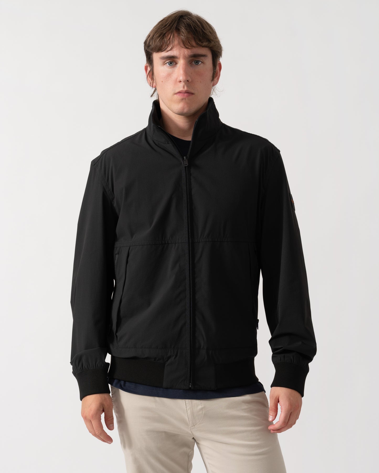 BOSS Orange Olik Mens Water-Repellent Softshell Jacket with Detachable Sleeves  - Black 001