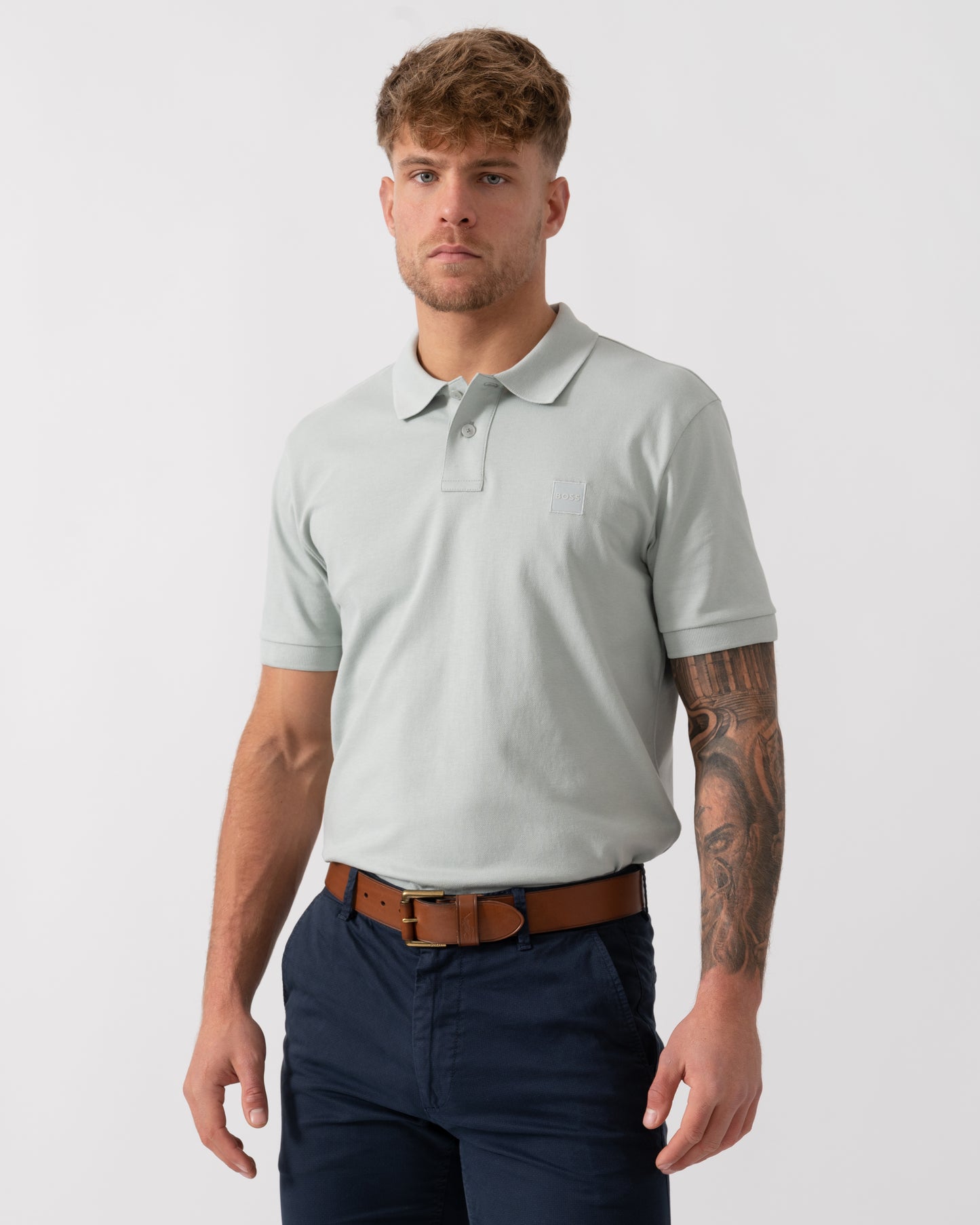 BOSS Orange Passenger Modern Slim-Fit Polo Shirt - Silver 043 - Main