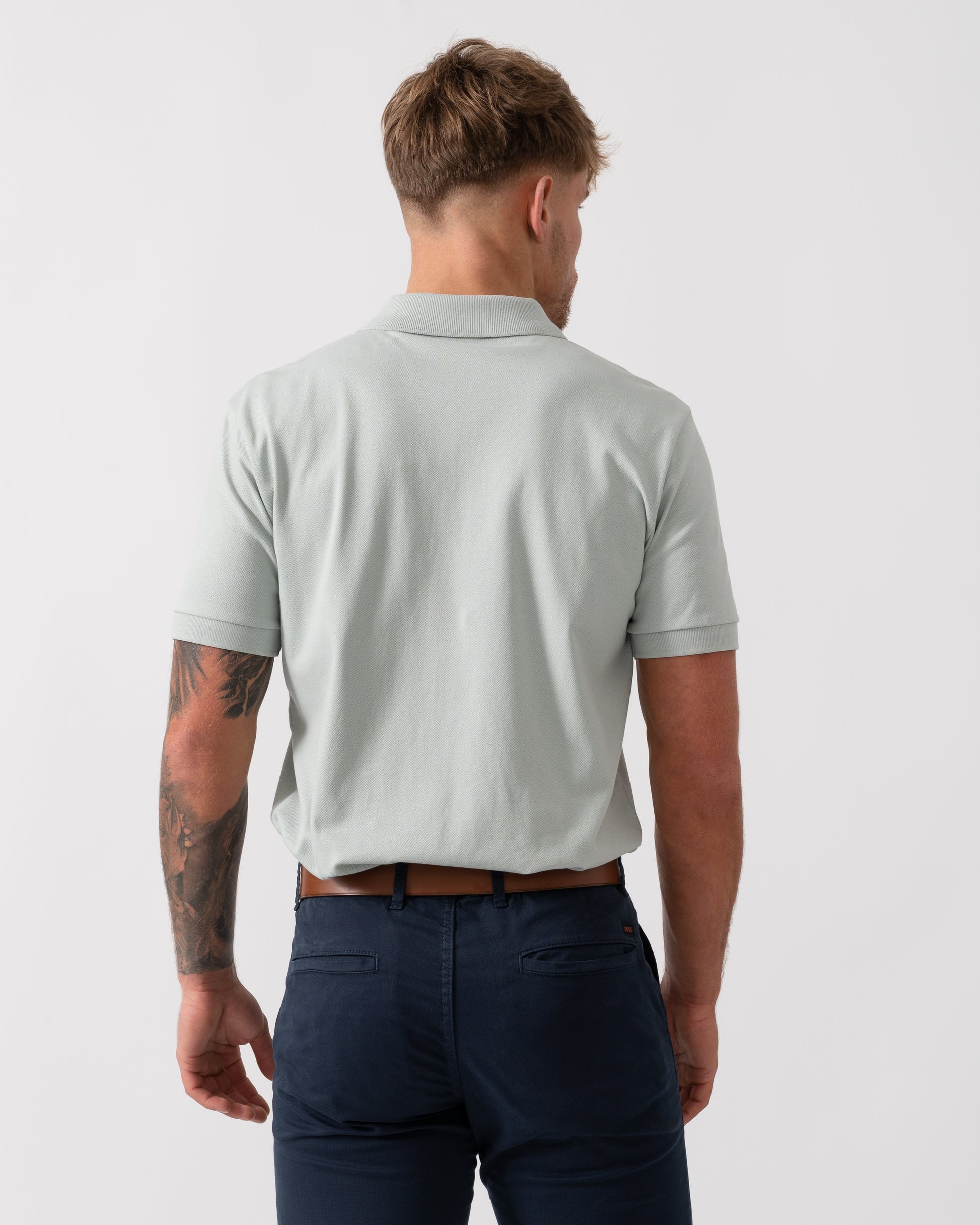 BOSS Orange Passenger Modern Slim-Fit Polo Shirt - Silver 043 - Back