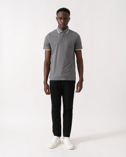 BOSS Orange Passertip Mens Short Sleeve Polo Shirt With Tipped Collar - Open Grey 062
