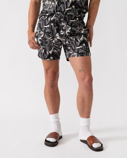 BOSS Orange Piranha Mens Tropical Print Quick-Drying Swim Shorts - Open Grey 062