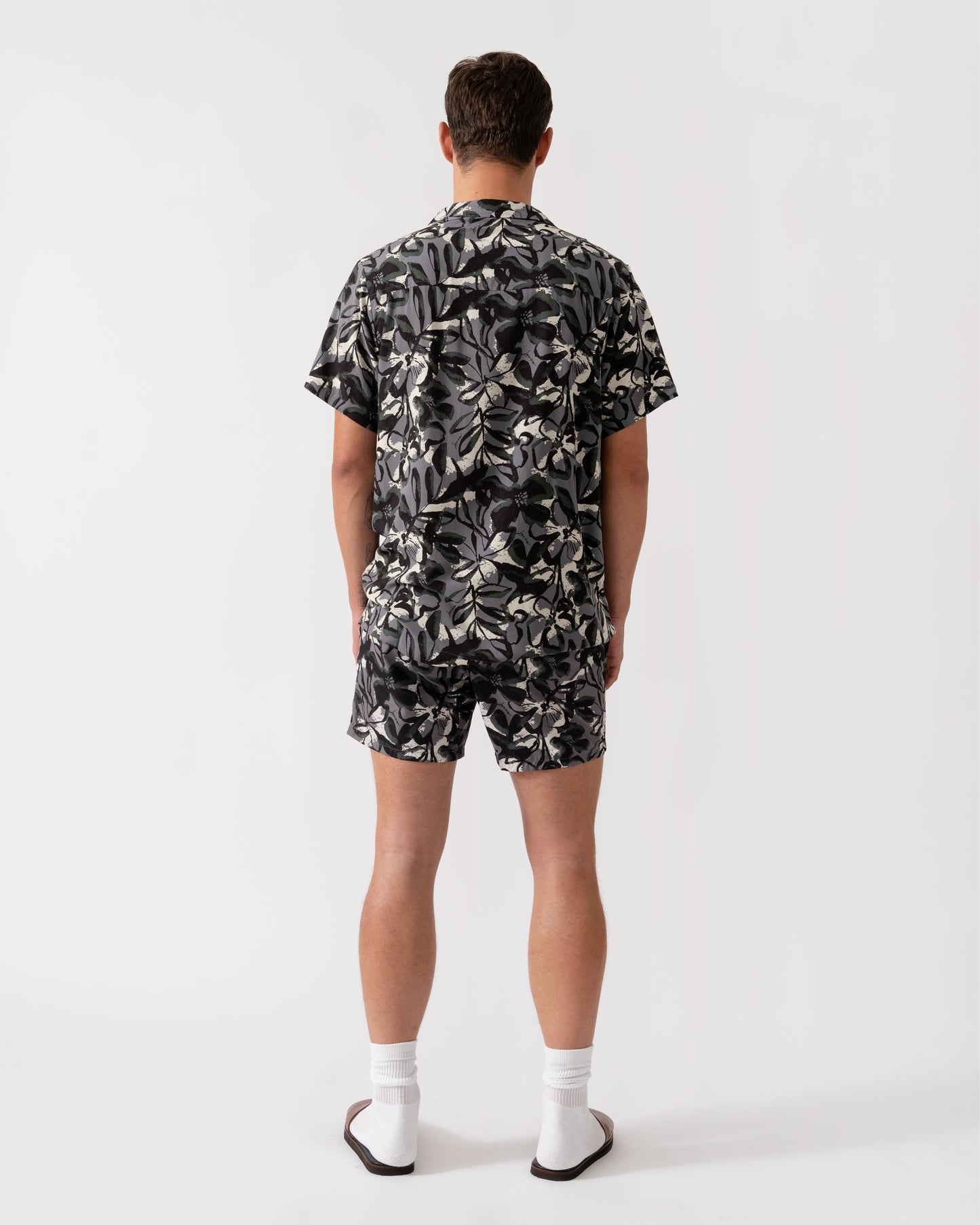 BOSS Orange Piranha Mens Tropical Print Quick-Drying Swim Shorts - Open Grey 062