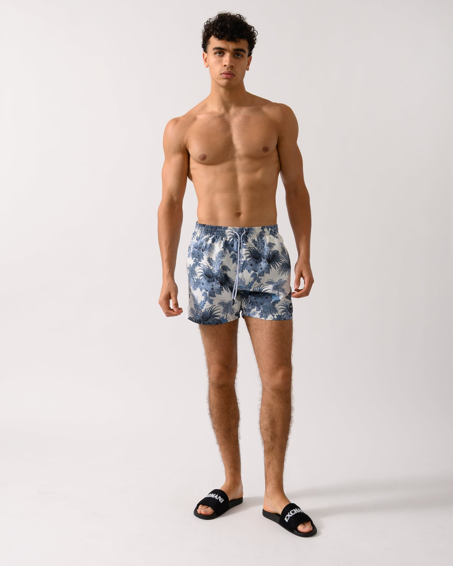 BOSS Orange Piranha Mens Tropical Print Quick-Drying Swim Shorts - Open Blue 483