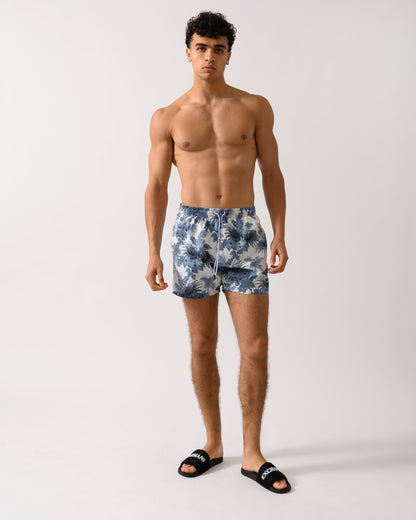 BOSS Orange Piranha Mens Tropical Print Quick-Drying Swim Shorts - Open Blue 483