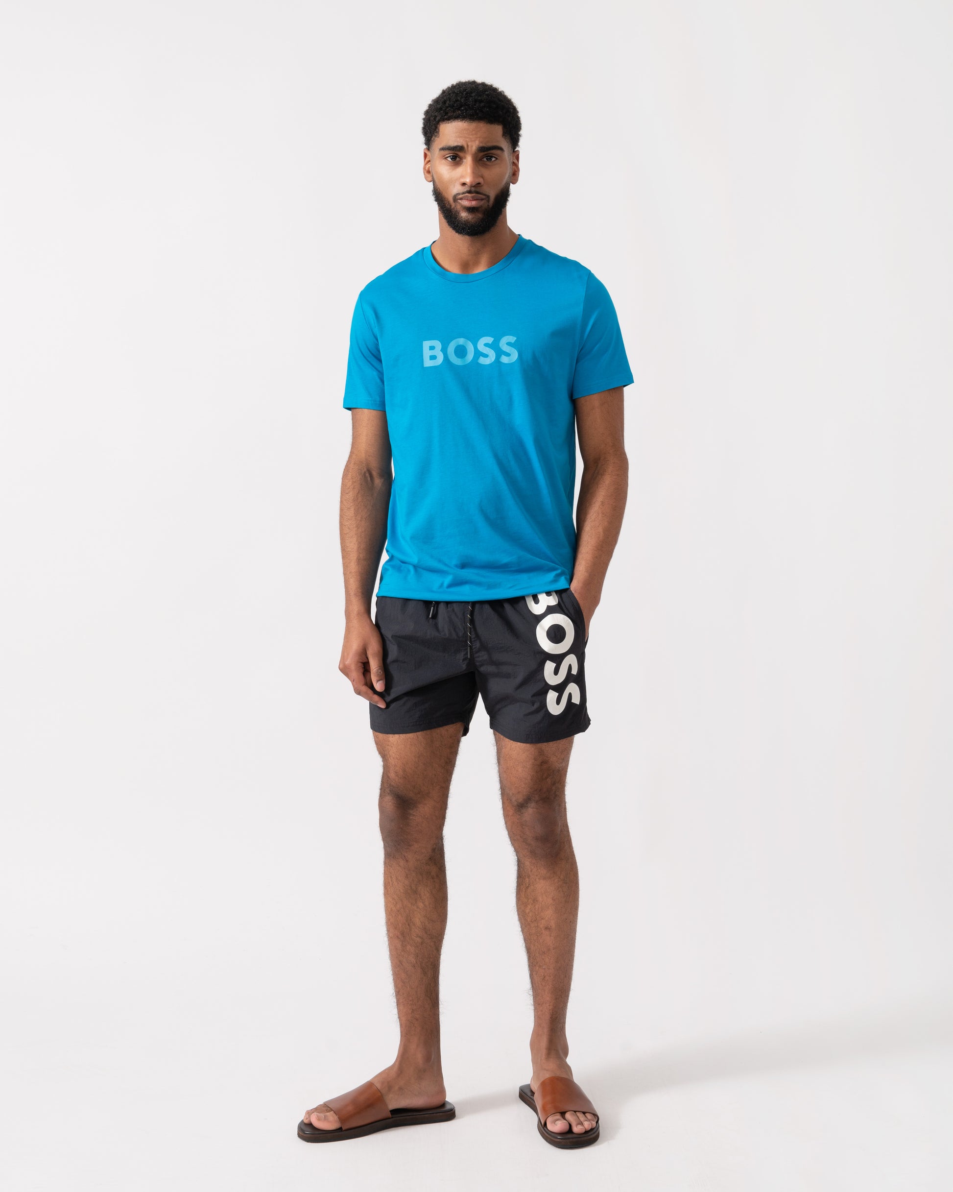 BOSS Orange RN Relaxed Fit T-Shirt With Contrast Logo full length