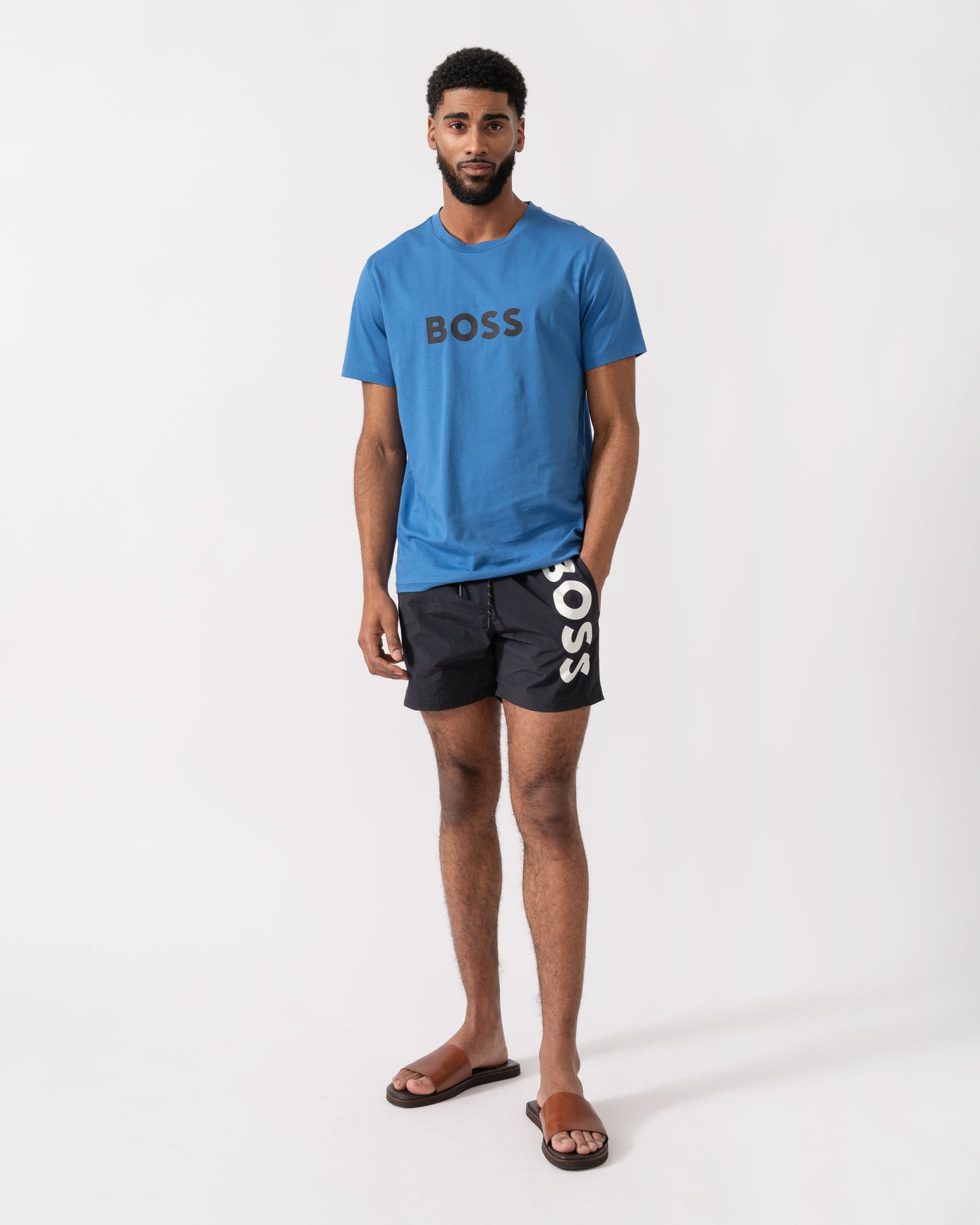 BOSS Orange RN Relaxed Fit T-Shirt With Contrast Logo - Bright Blue 436