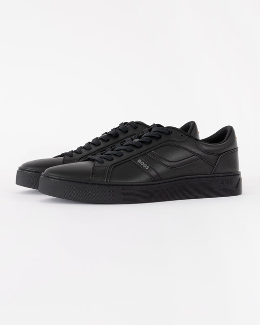 BOSS Orange Mens Rhys Trainers in Faux Nappa Leather - Black 005