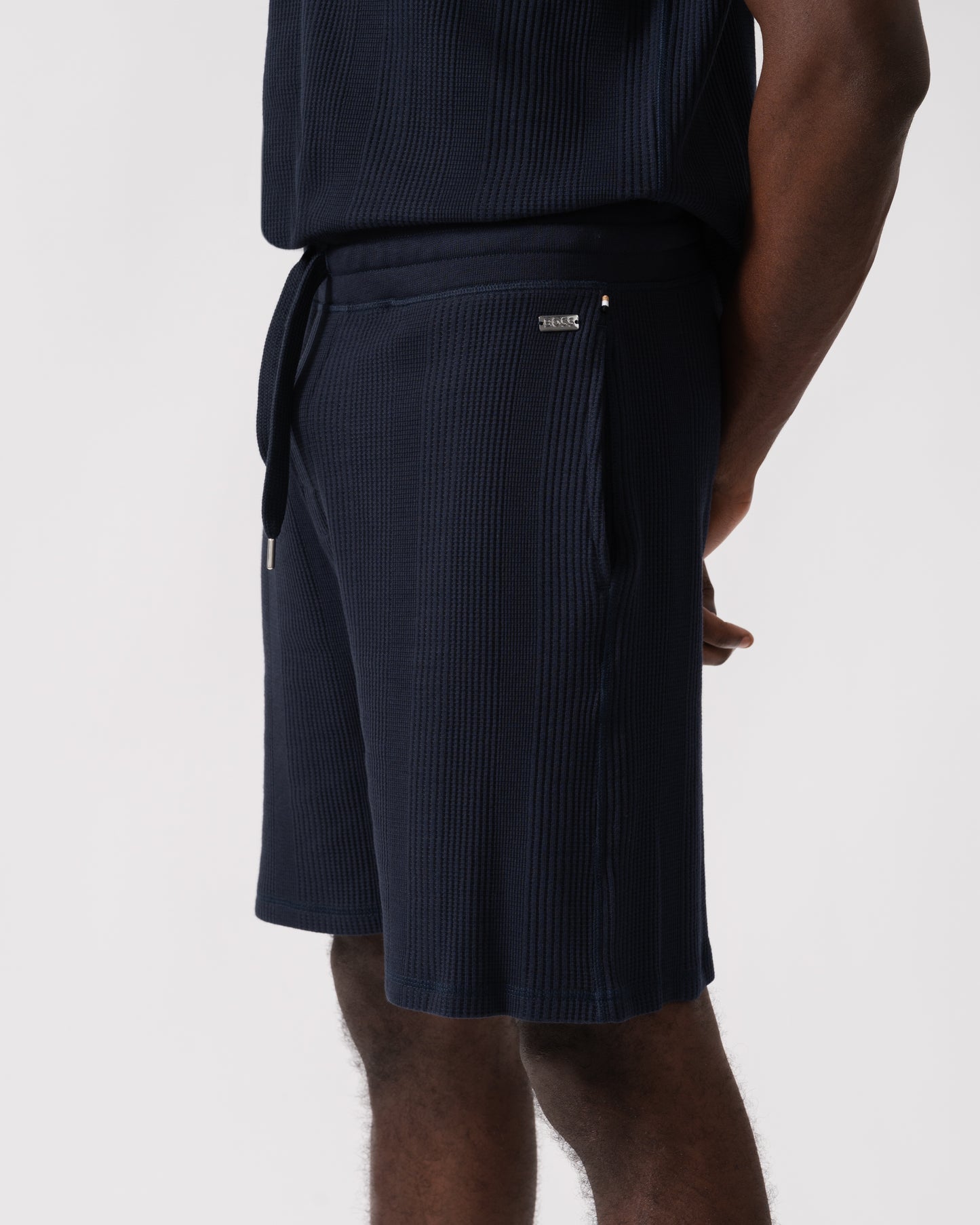 BOSS Orange Structure Mens Loungewear Shorts - Dark Blue 403