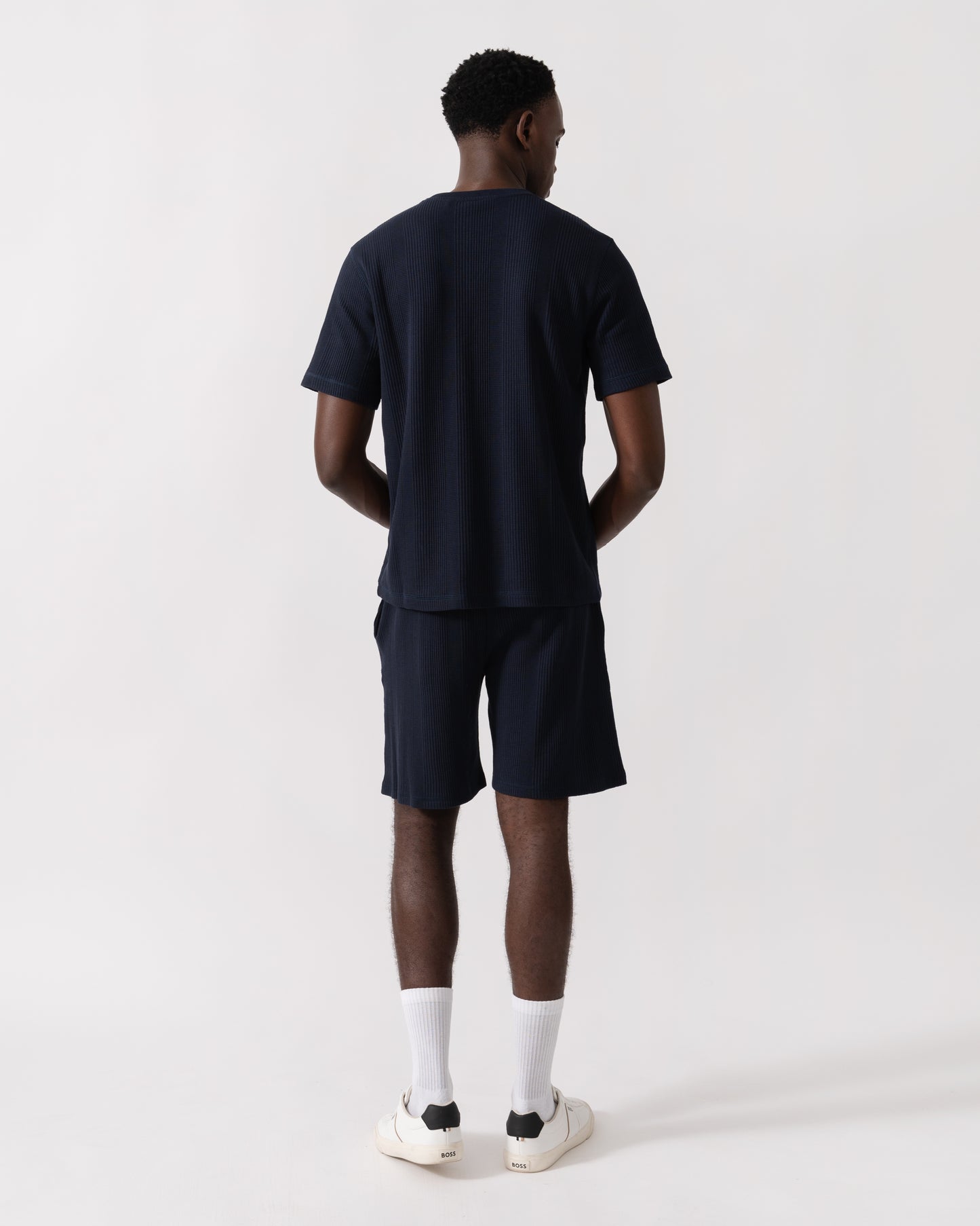 BOSS Orange Structure Mens Loungewear Shorts - Dark Blue 403