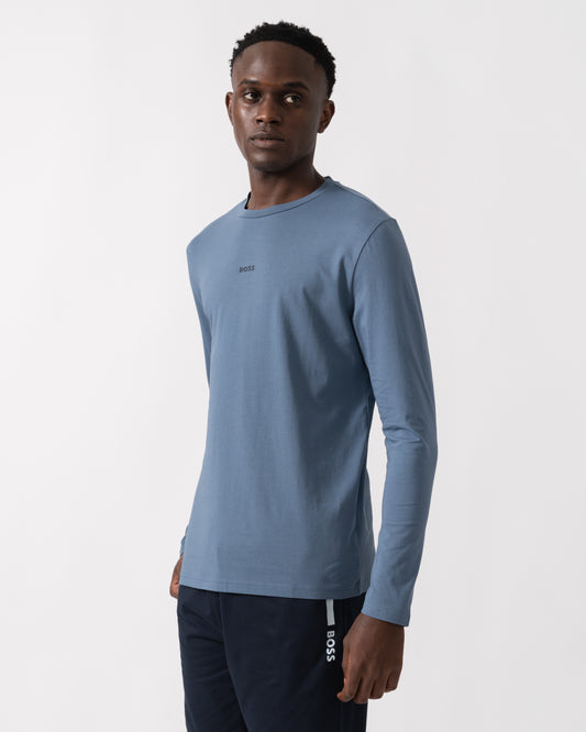 BOSS Orange Tchark Mens Long Sleeve Stretch Cotton T-Shirt - Open Blue 495