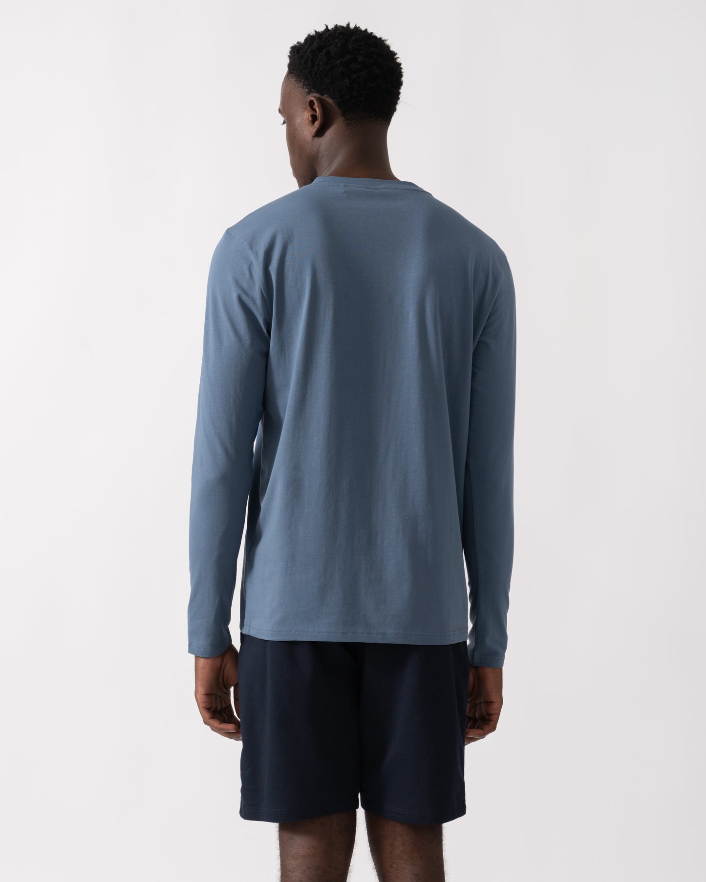 BOSS Orange Tchark Mens Long Sleeve Stretch Cotton T-Shirt - Open Blue 495