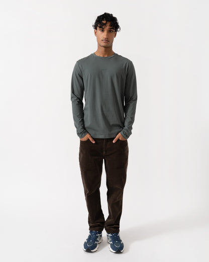 Front of the BOSS Orange Tchark Mens Long Sleeve Stretch Cotton T-Shirt - Open Green 377