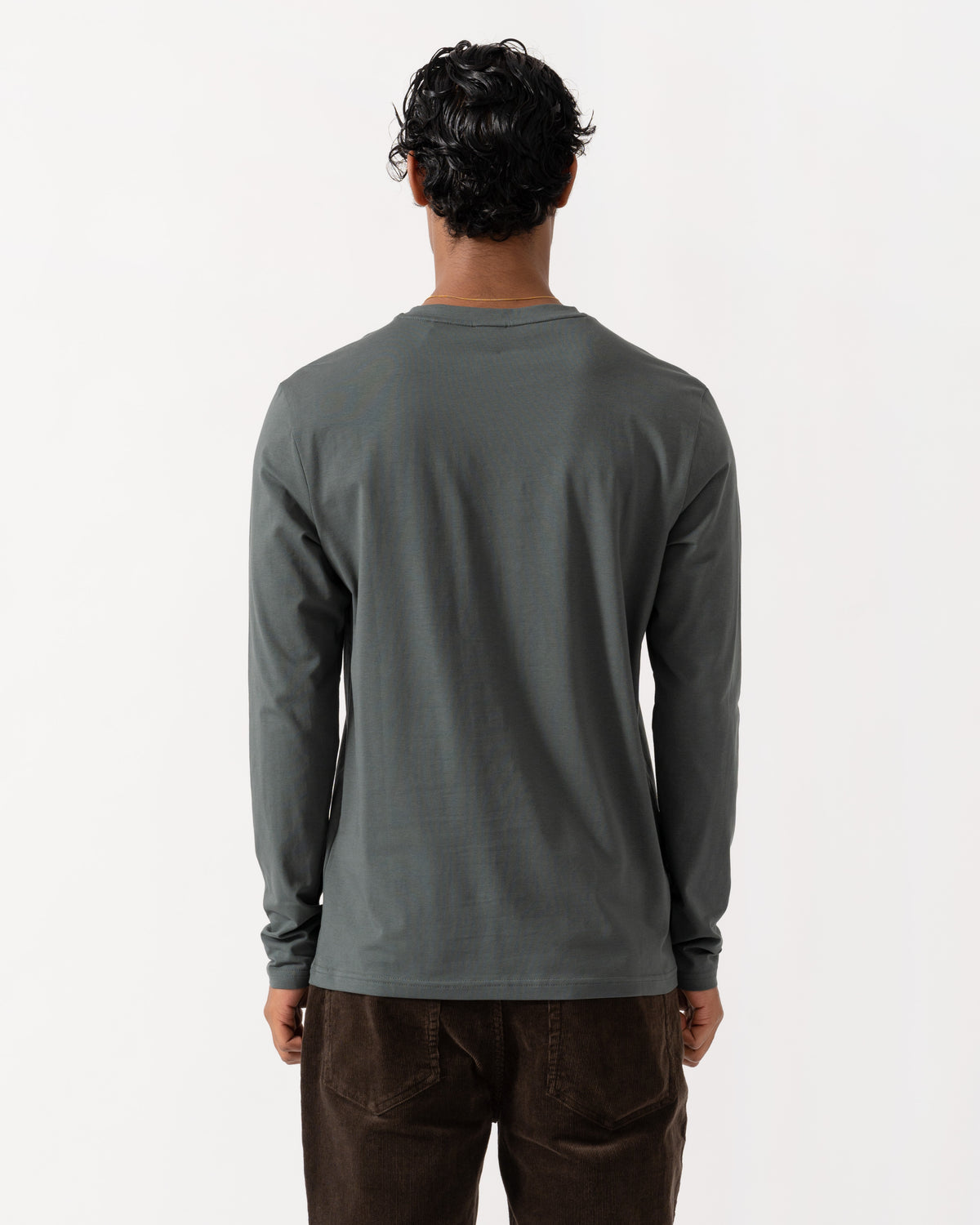 Back of the BOSS Orange Tchark Mens Long Sleeve Stretch Cotton T-Shirt - Open Green 377