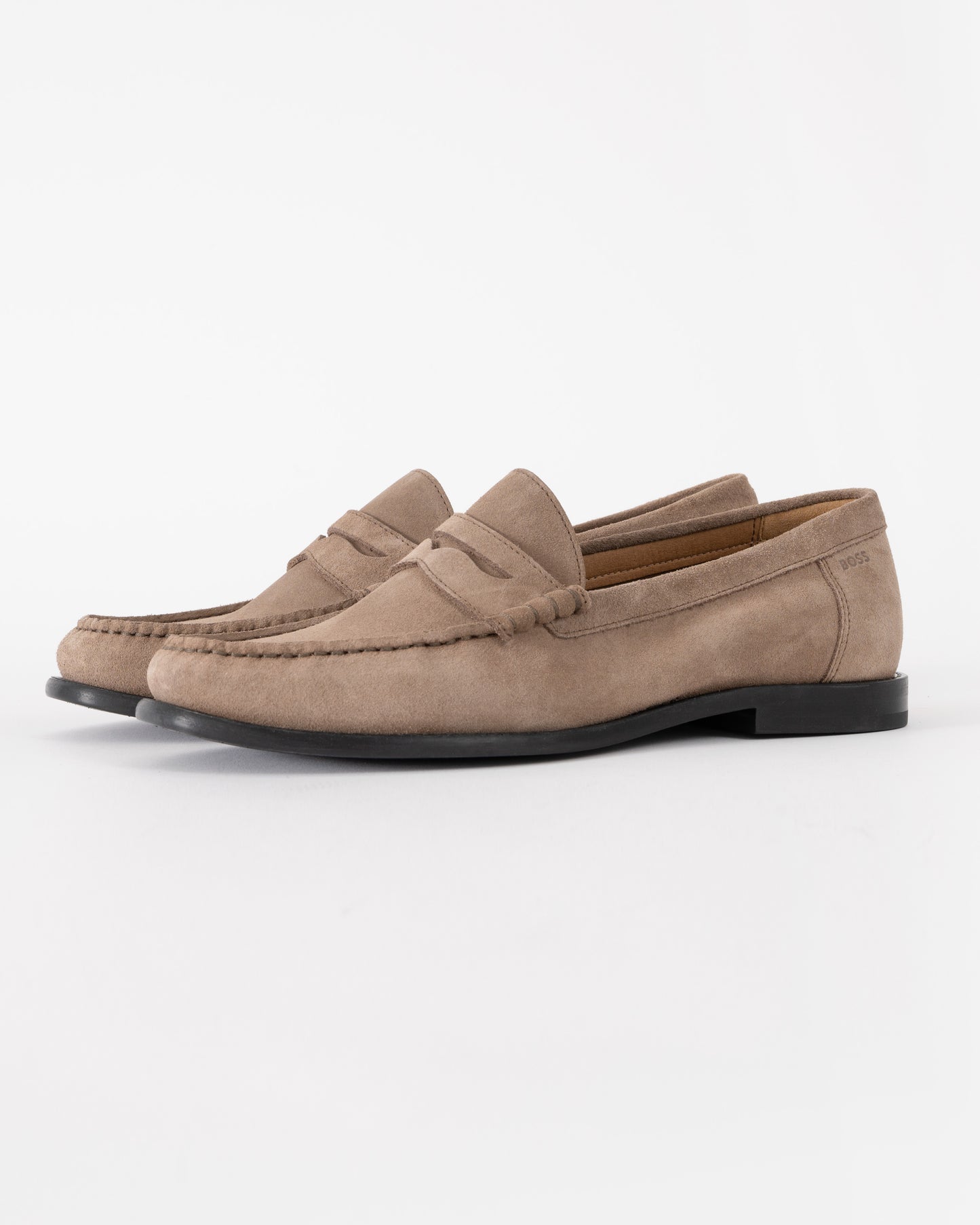 BOSS Orange Tevan Mens Suede Moccasin Shoes - Medium Beige 260 | CHO | Designer Mens Shoes