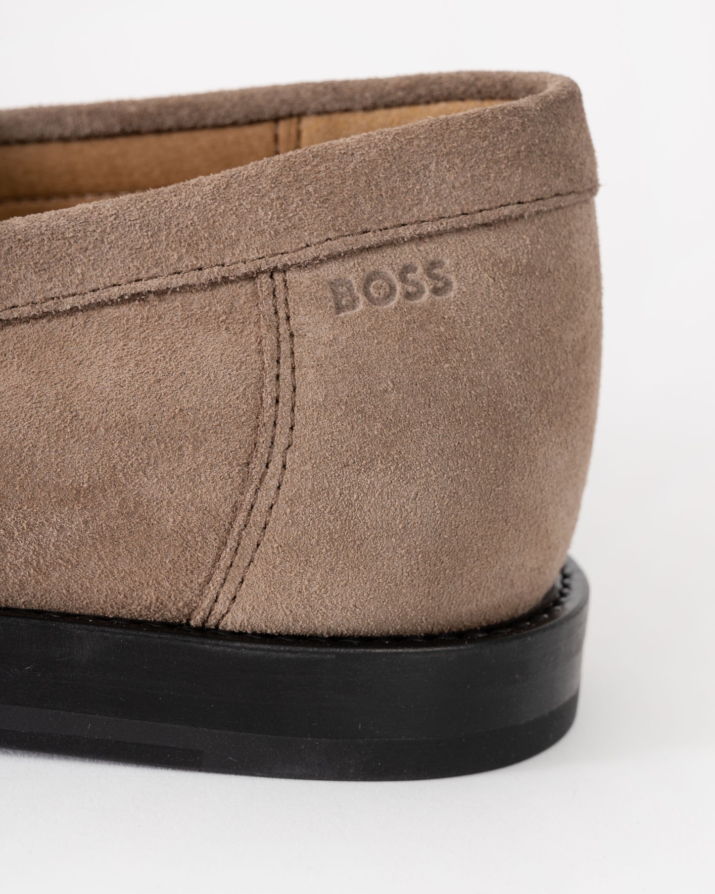 BOSS Orange Tevan Mens Suede Moccasin Shoes - Medium Beige 260 | CHO | Designer Mens Shoes