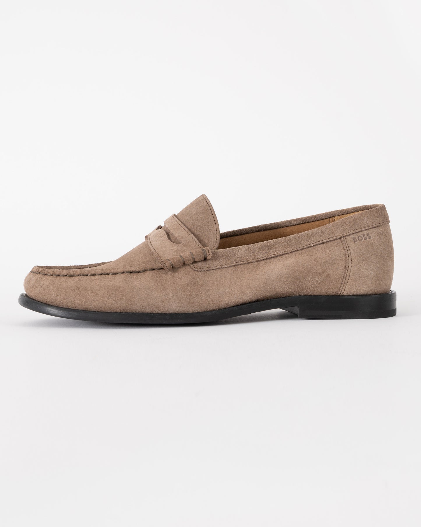 BOSS Orange Tevan Mens Suede Moccasin Shoes - Medium Beige 260 | CHO | Designer Mens Shoes