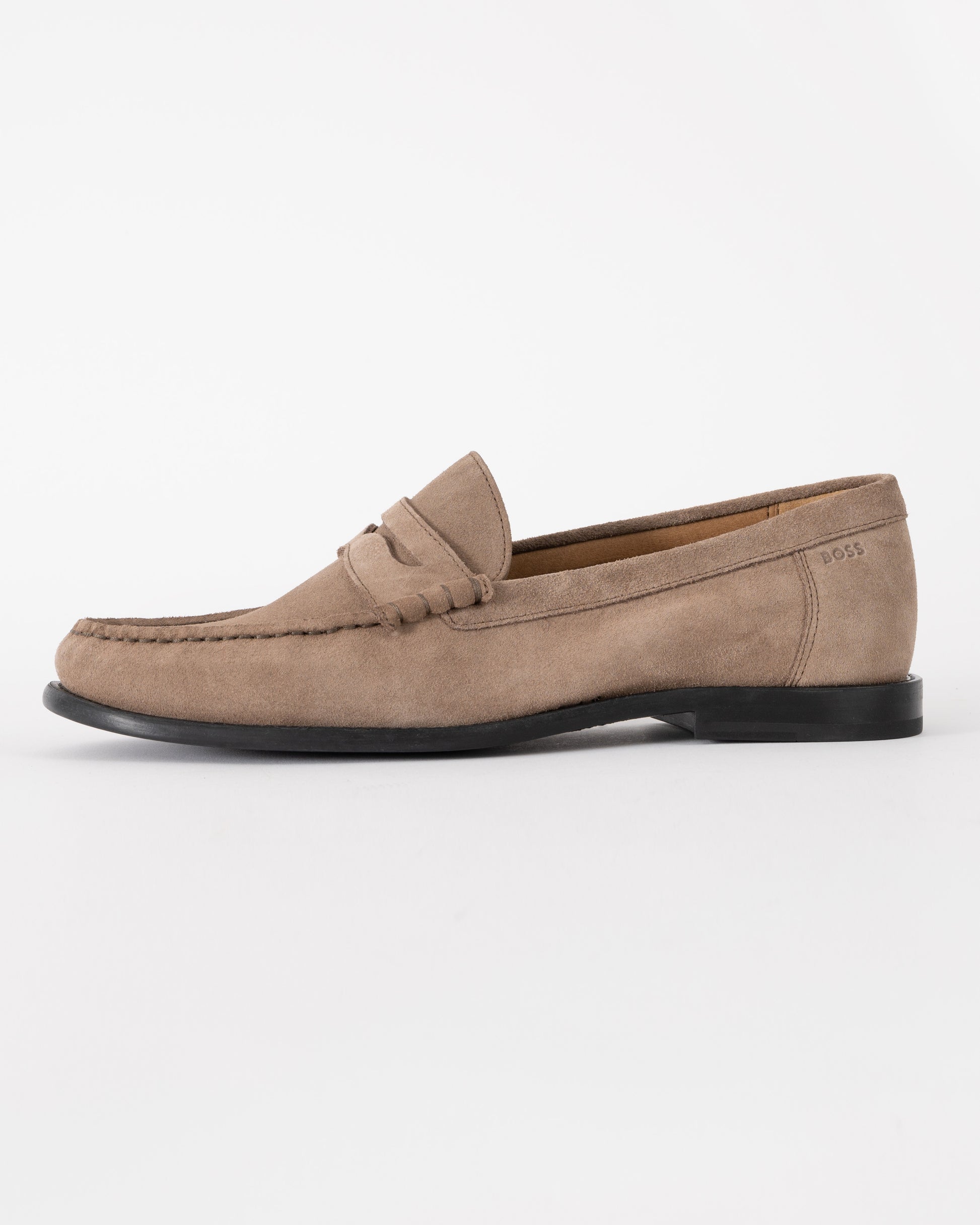BOSS Orange Tevan Mens Suede Moccasin Shoes - Medium Beige 260 | CHO | Designer Mens Shoes
