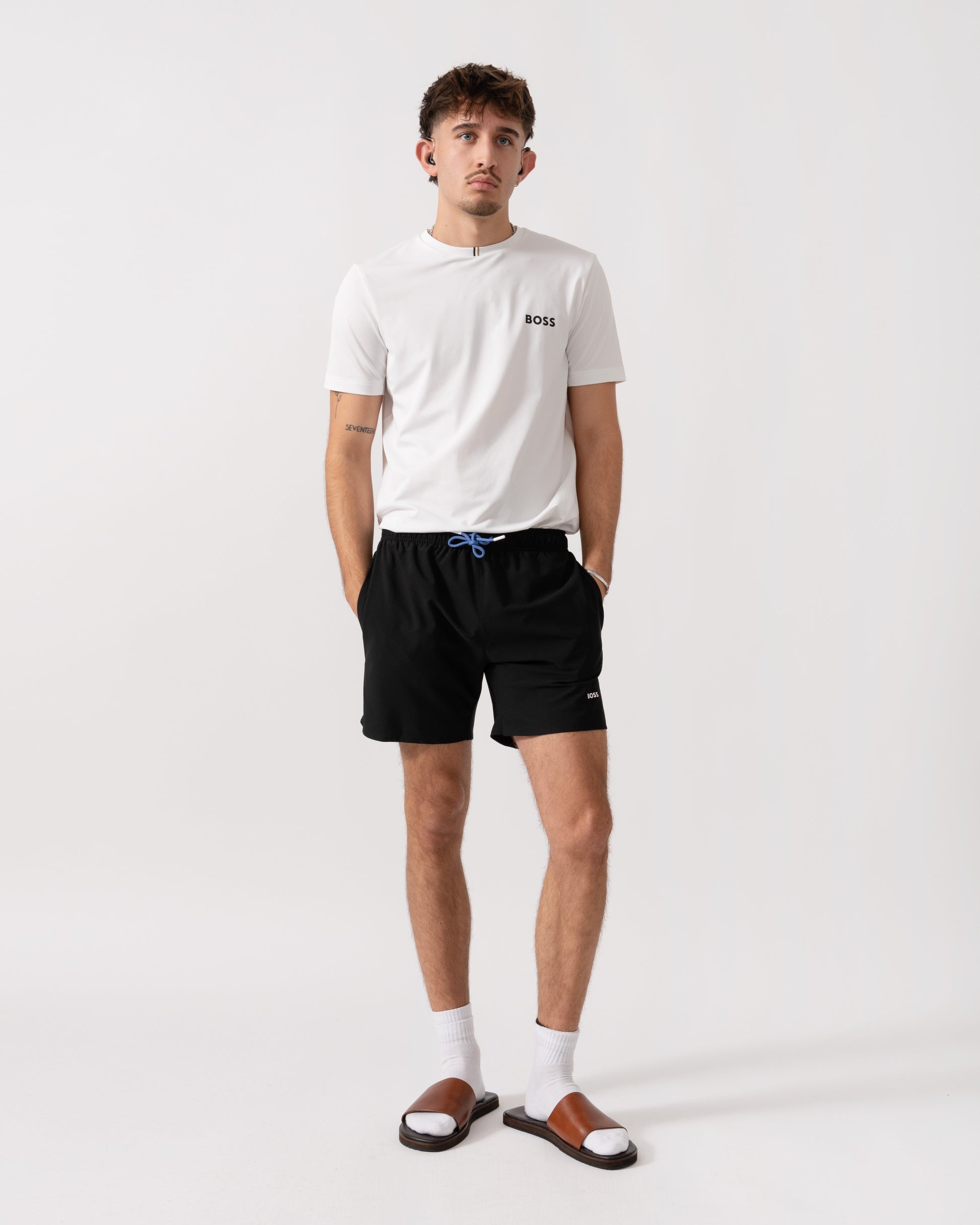 BOSS Orange Tio Mens Swim Shorts - Black 003 full length