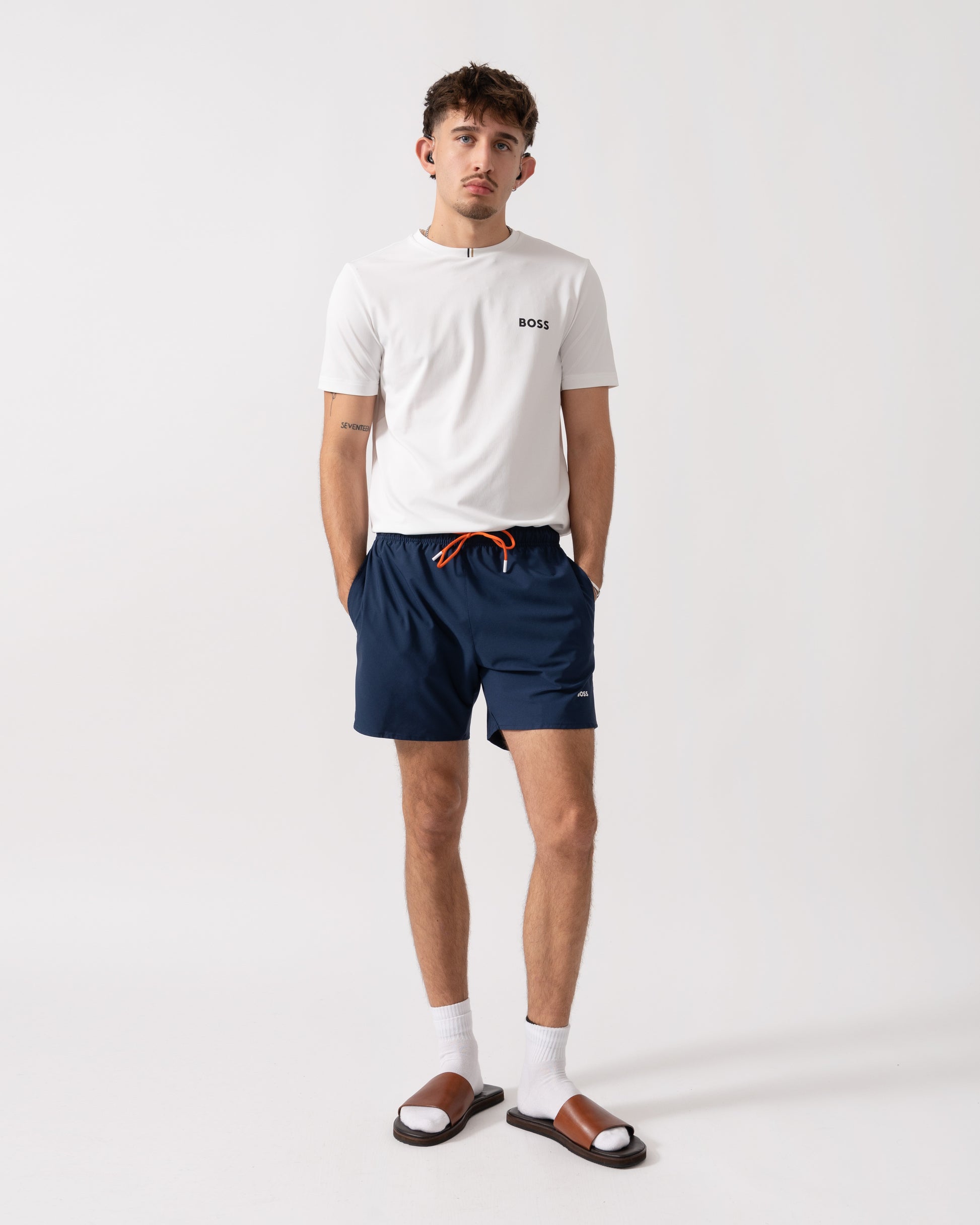 BOSS Orange Tio Mens Swim Shorts - Navy 415 full length