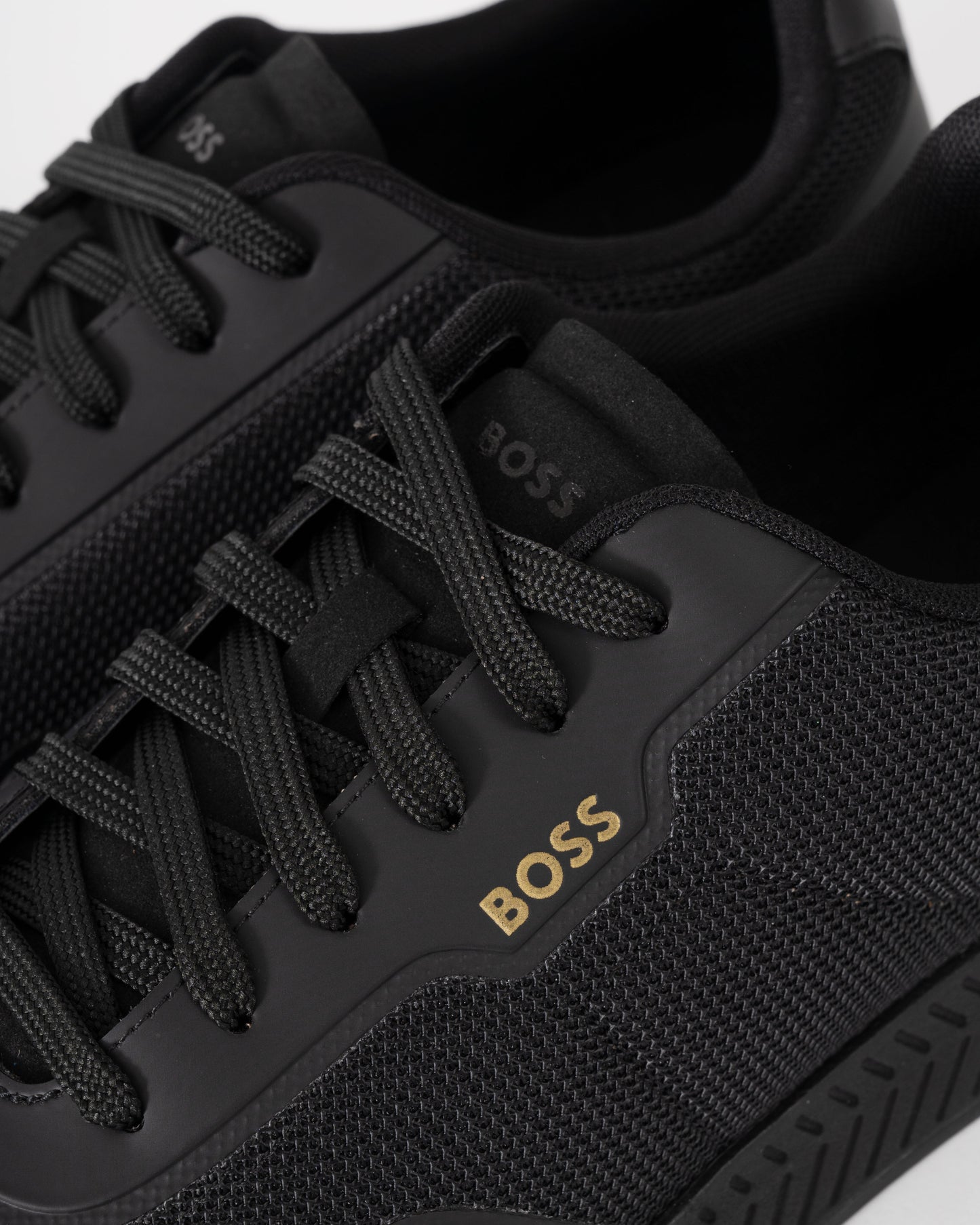 BOSS Orange TTNM Mens Mesh Trainers with Smooth Trims  - Black 005 | CHO | Designer Mens Trainers
