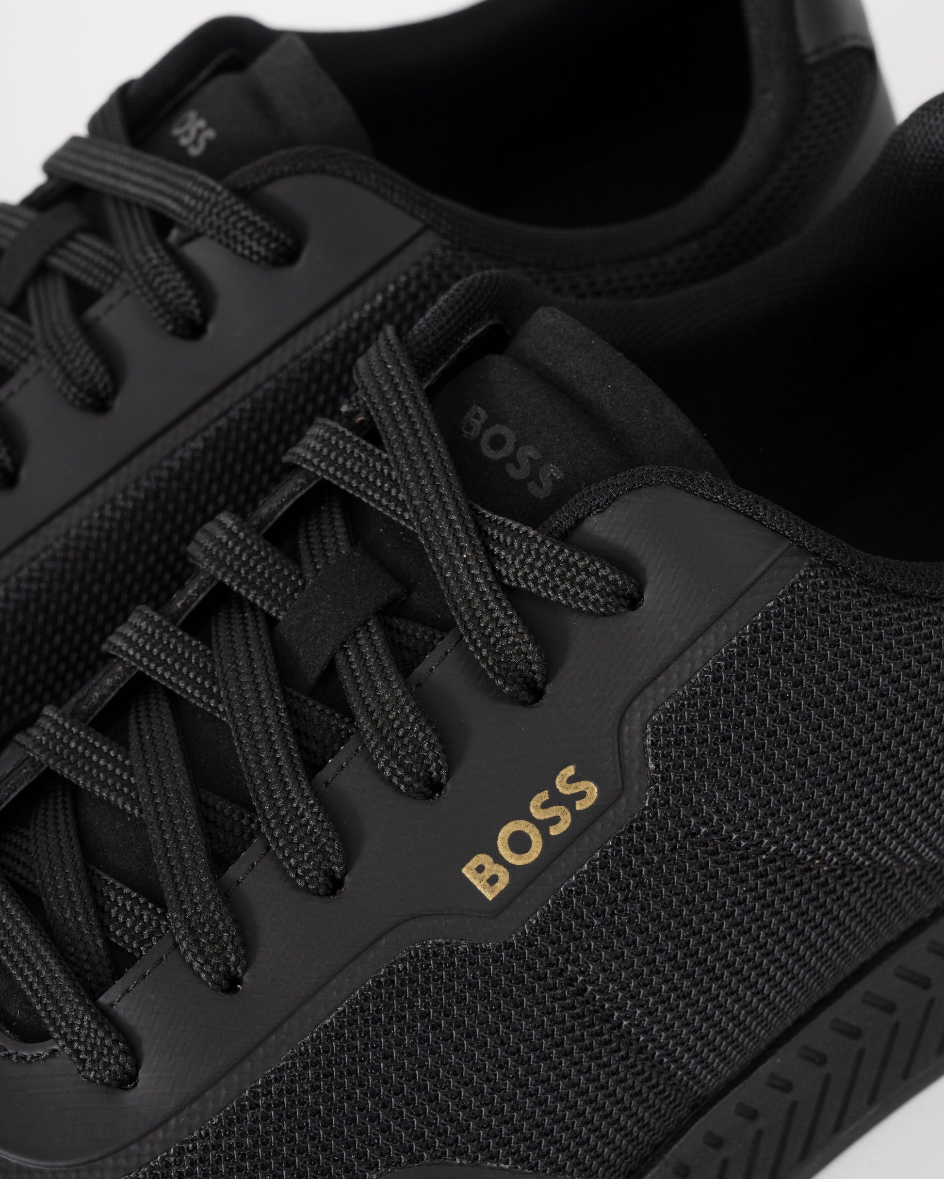 BOSS Orange TTNM Mens Mesh Trainers with Smooth Trims  - Black 005 | CHO | Designer Mens Trainers