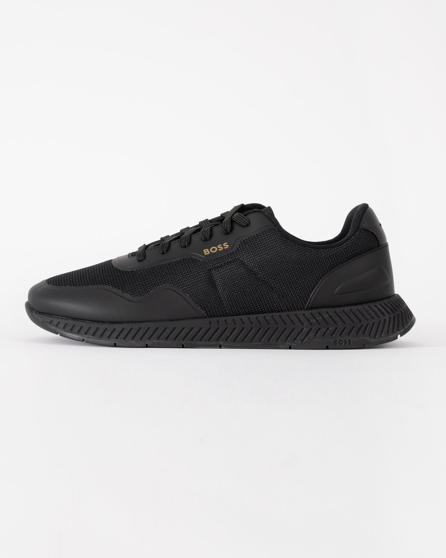 BOSS Orange TTNM Mens Mesh Trainers with Smooth Trims  - Black 005 | CHO | Designer Mens Trainers