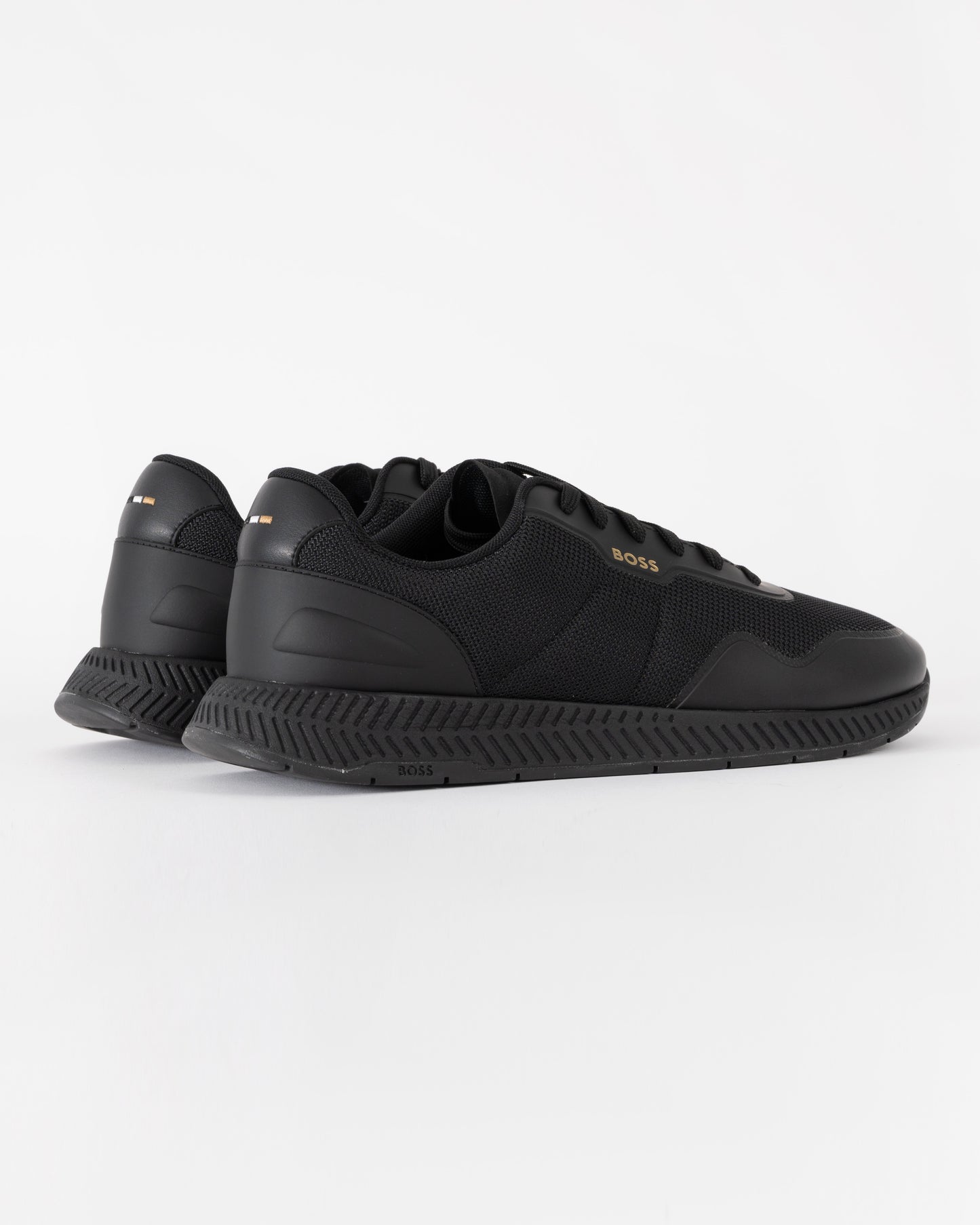 BOSS Orange TTNM Mens Mesh Trainers with Smooth Trims  - Black 005 | CHO | Designer Mens Trainers