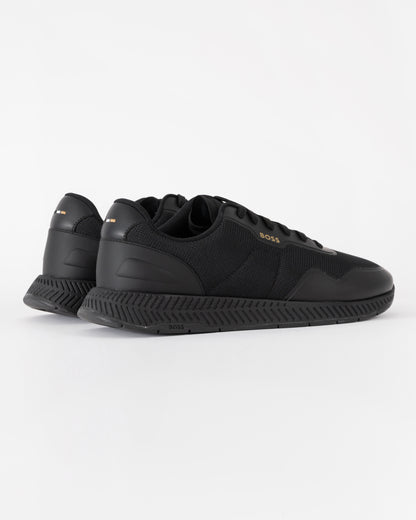 BOSS Orange TTNM Mens Mesh Trainers with Smooth Trims  - Black 005 | CHO | Designer Mens Trainers
