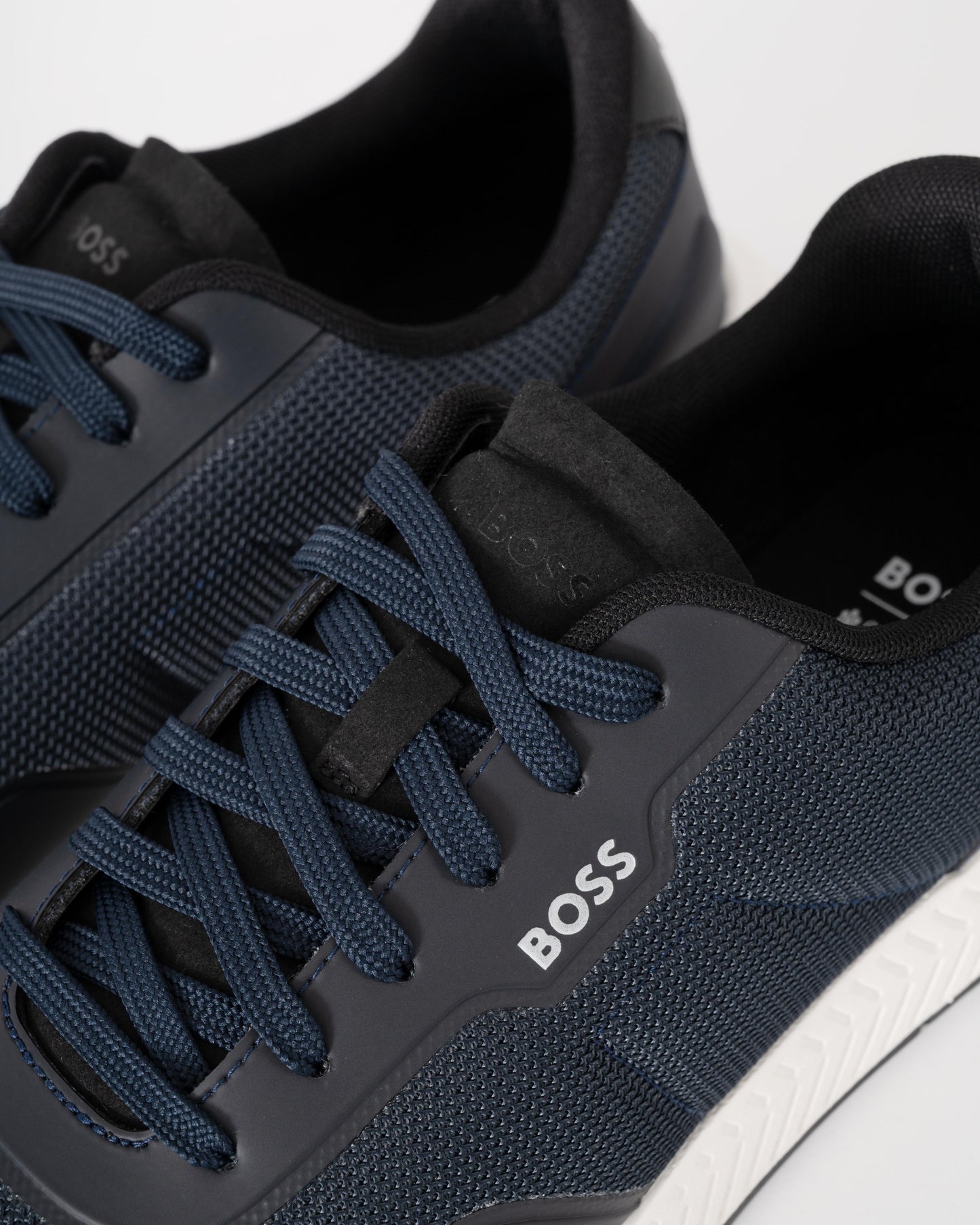 BOSS Orange TTNM Mens Mesh Trainers with Smooth Trims - Dark Blue 401 | CHO | Designer Mens Trainers