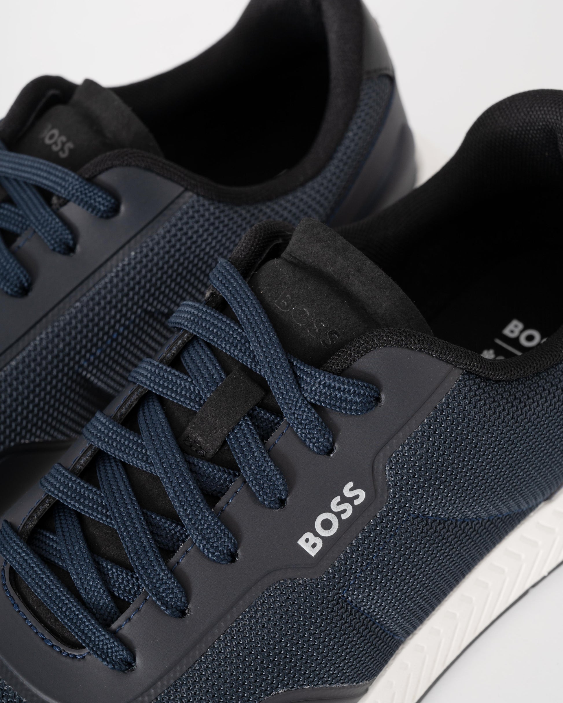 BOSS Orange TTNM Mens Mesh Trainers with Smooth Trims - Dark Blue 401 | CHO | Designer Mens Trainers