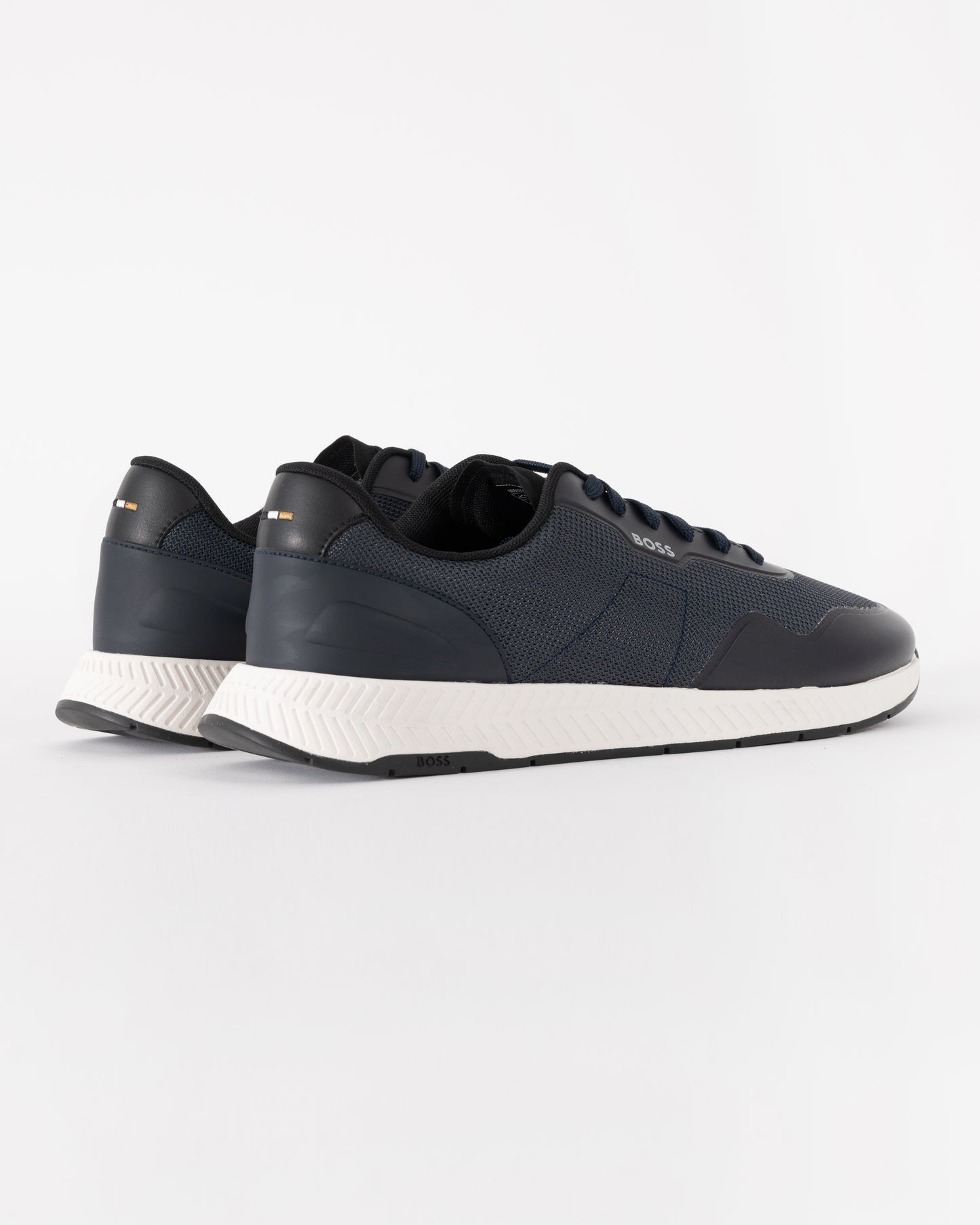 BOSS Orange TTNM Mens Mesh Trainers with Smooth Trims - Dark Blue 401 | CHO | Designer Mens Trainers
