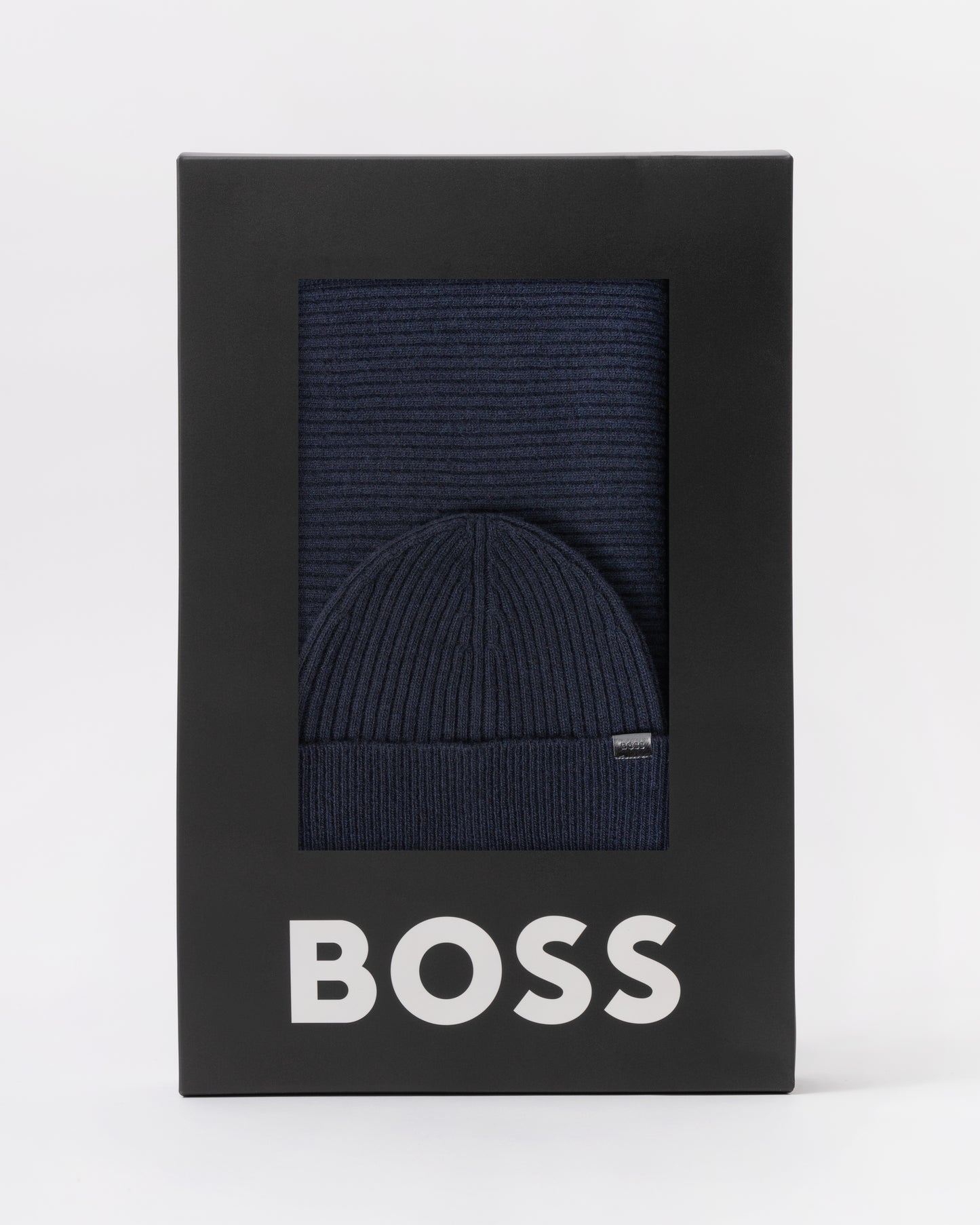 BOSS Orange Uboldi Scarf & Beanie Set - Dark Blue 404 in box set