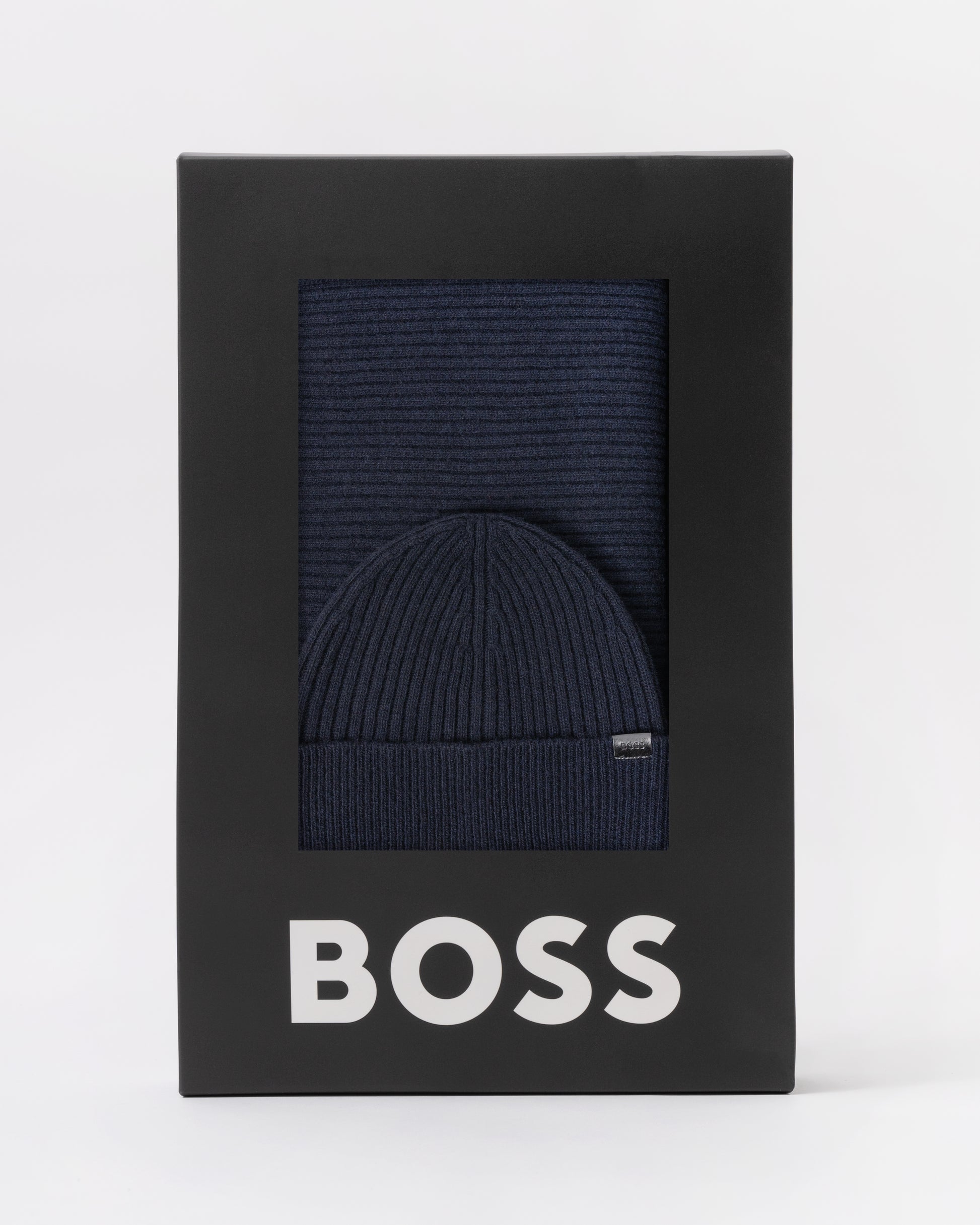BOSS Orange Uboldi Scarf & Beanie Set - Dark Blue 404 in box set