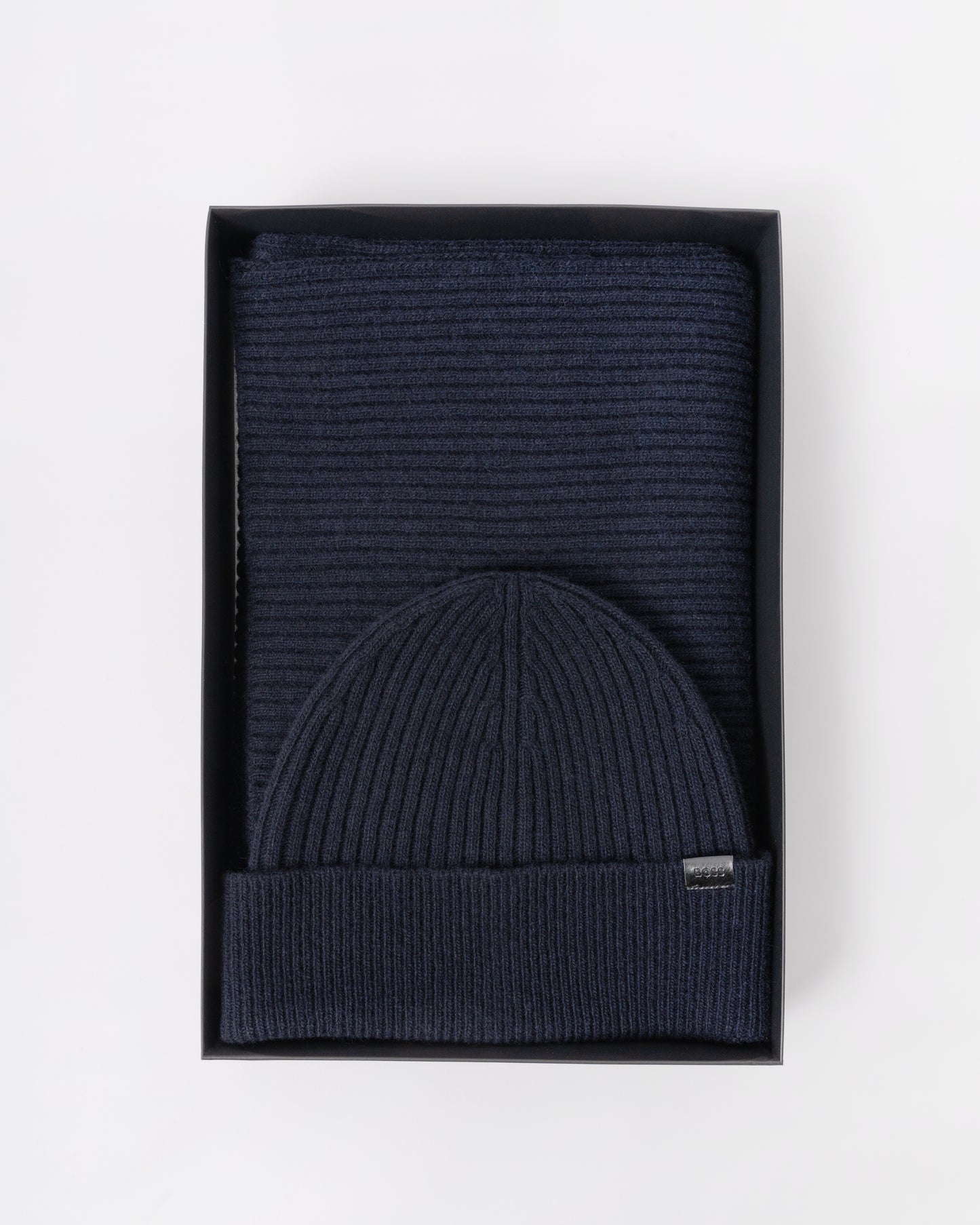 BOSS Orange Uboldi Scarf & Beanie Set - Dark Blue 404 in box