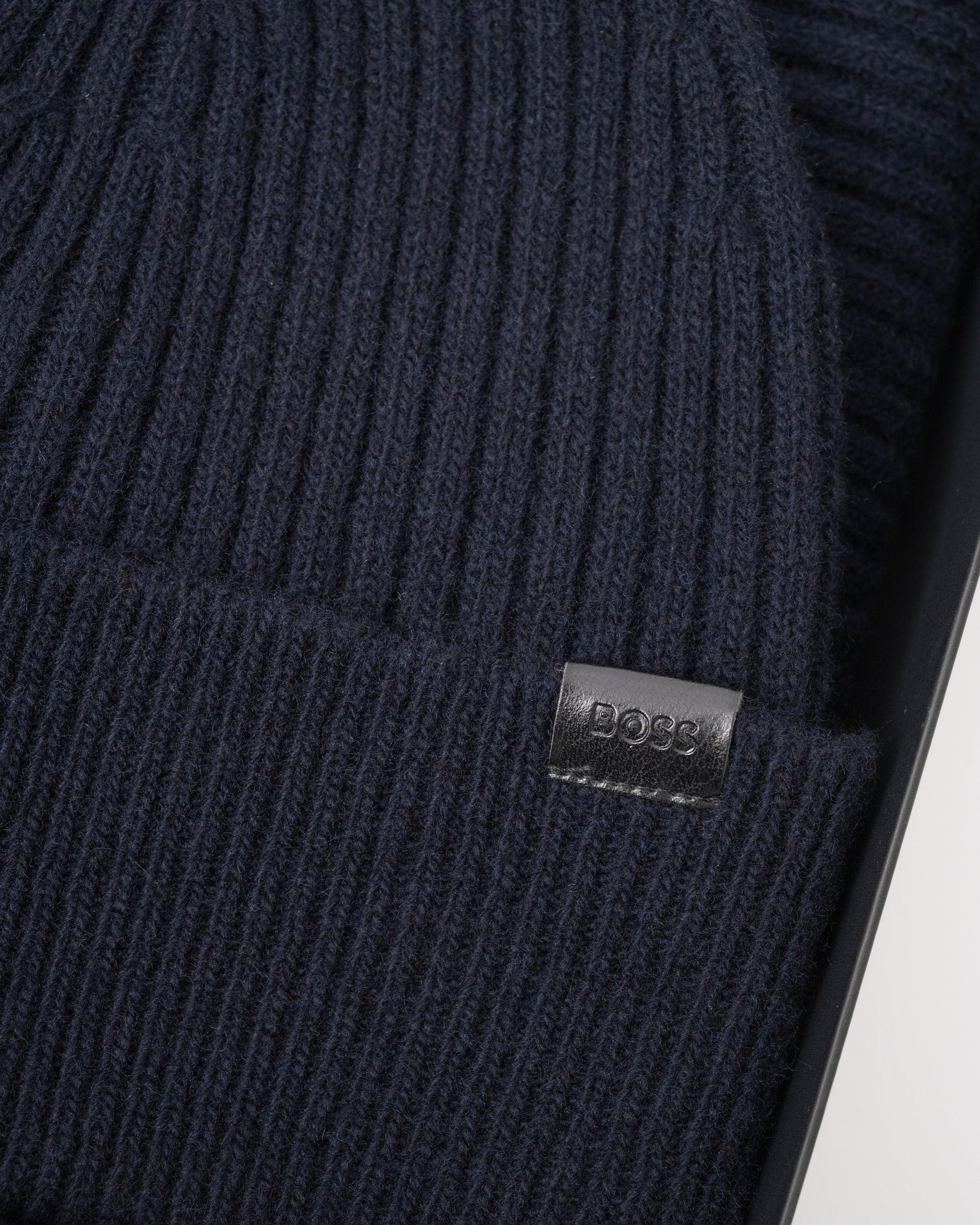 BOSS Orange Uboldi Scarf & Beanie Set - Dark Blue 404 logo detail