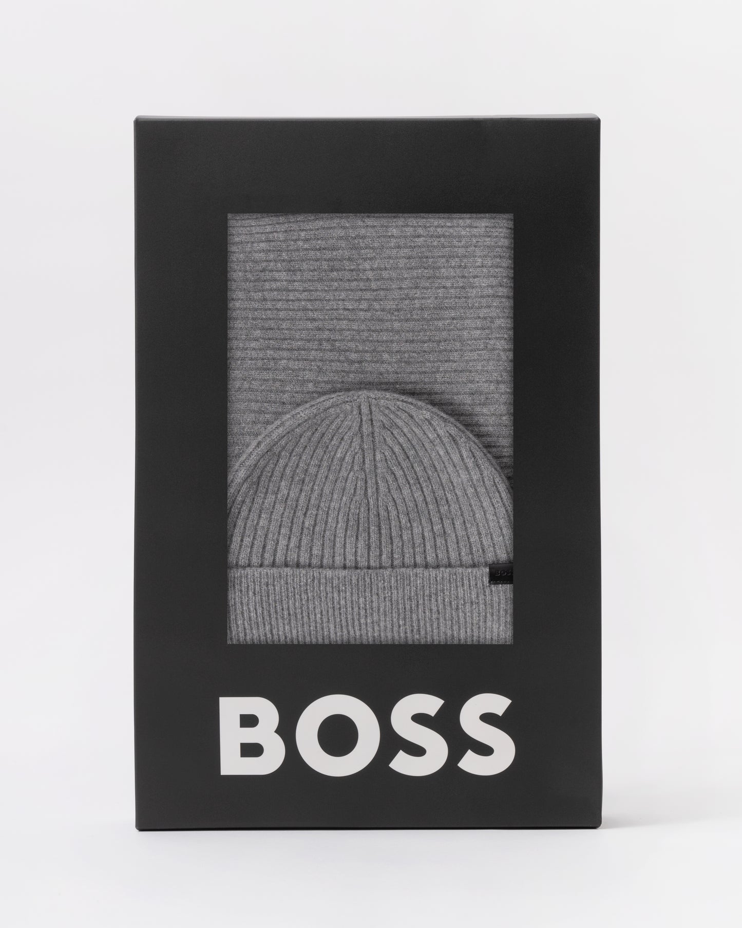 BOSS Orange Uboldi Scarf & Beanie Set - Silver 041 in box
